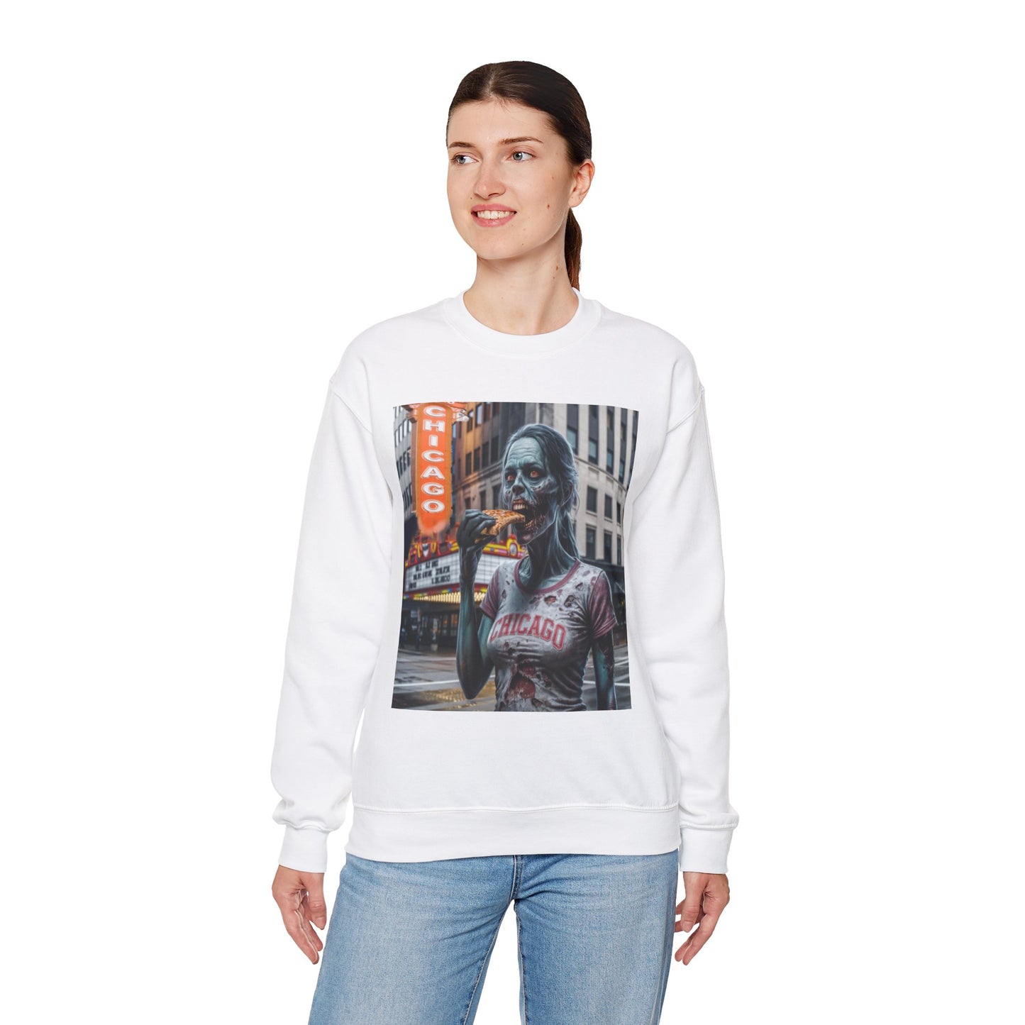 Chicago Halloween Zombie, Unisex Heavy Blend™ Crewneck Sweatshirt