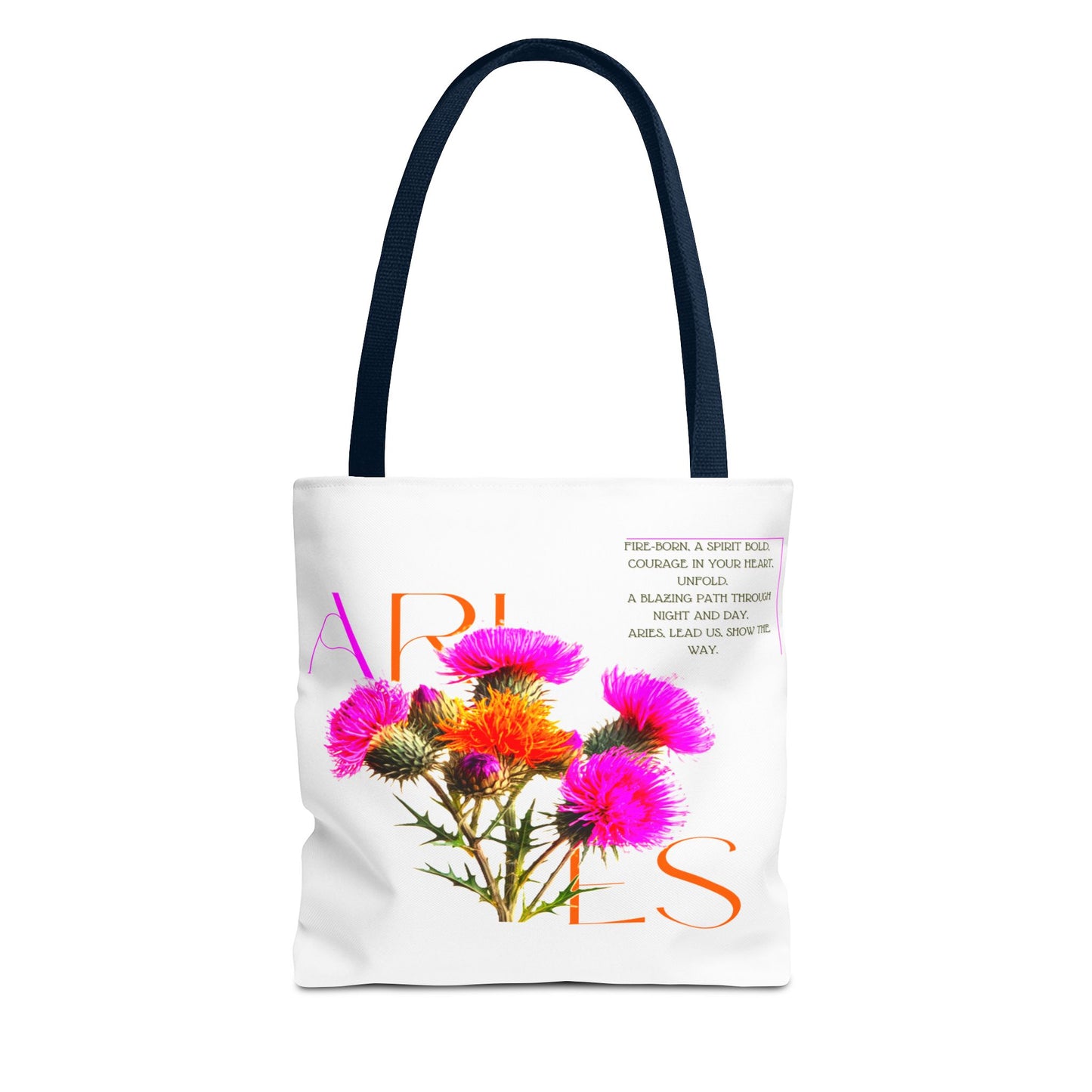 Aries Thistle White Tote Bag, 3 Sizes