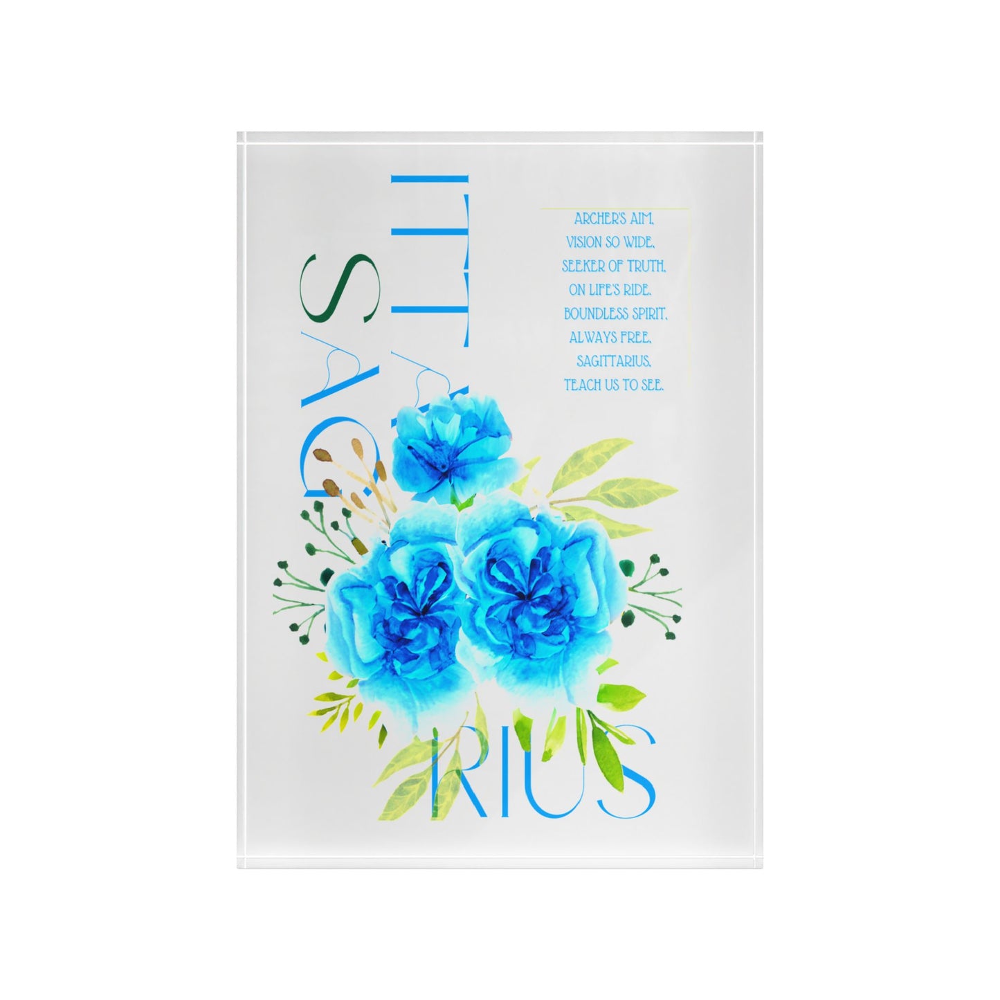 Sagittarius Blue Carnations, Photo Block (White)