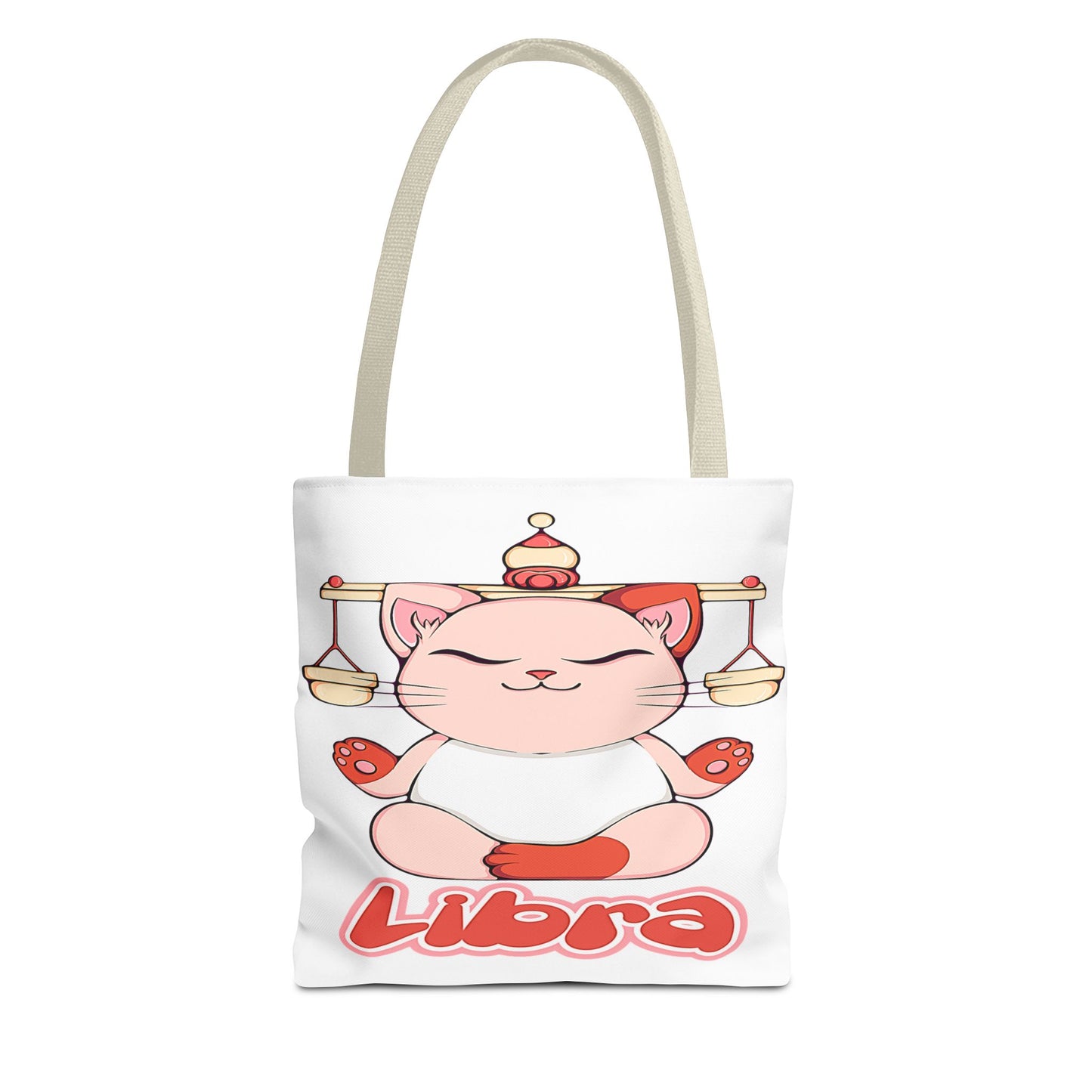 Libra Anime Cat White Tote Bag, 3 Sizes