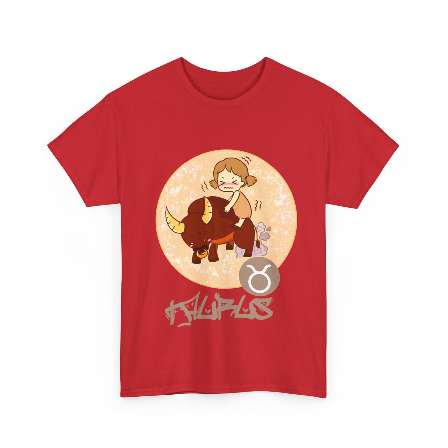 Taurus Chibi Girl & Bull, Unisex Heavy Cotton Tee