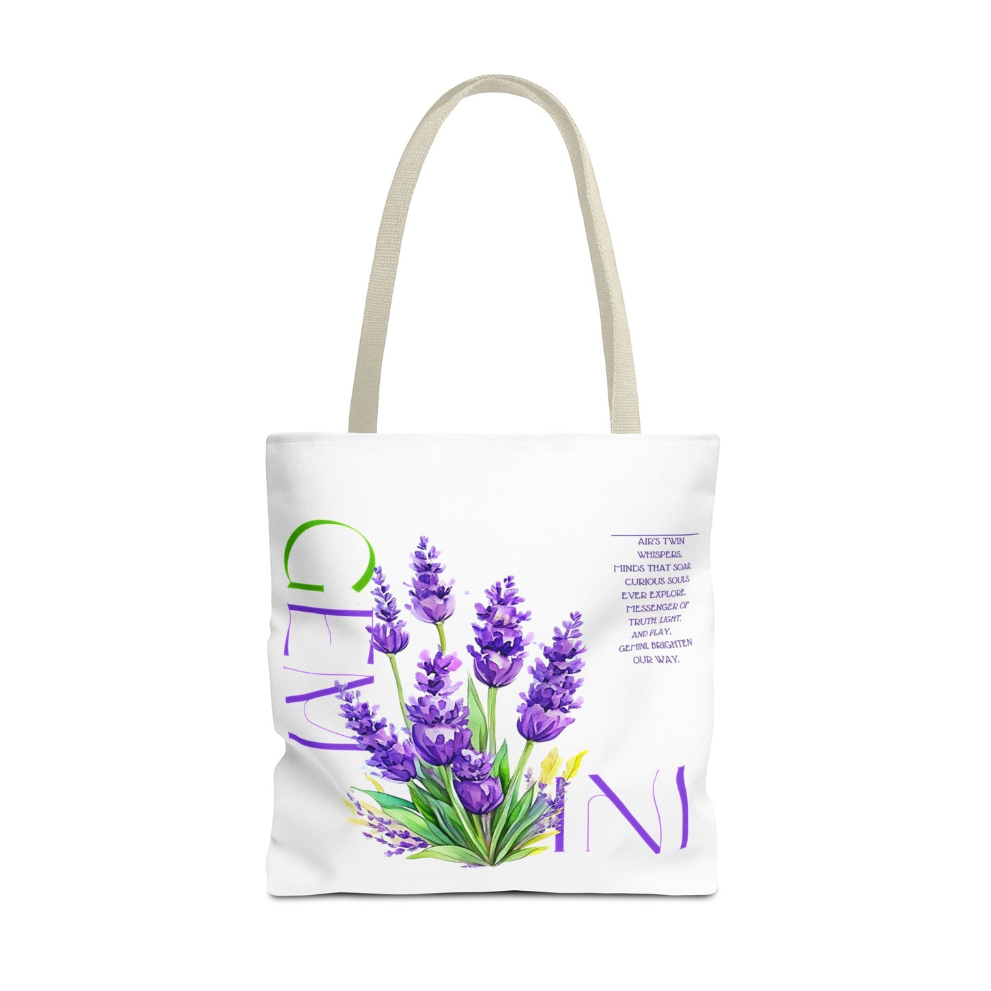 Gemini Lavender White Tote Bag, 3 Sizes