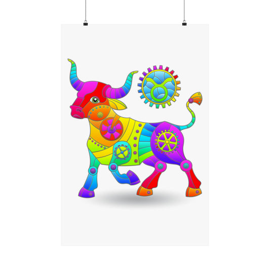 Taurus Rainbow Steampunk, Matte Vertical Poster