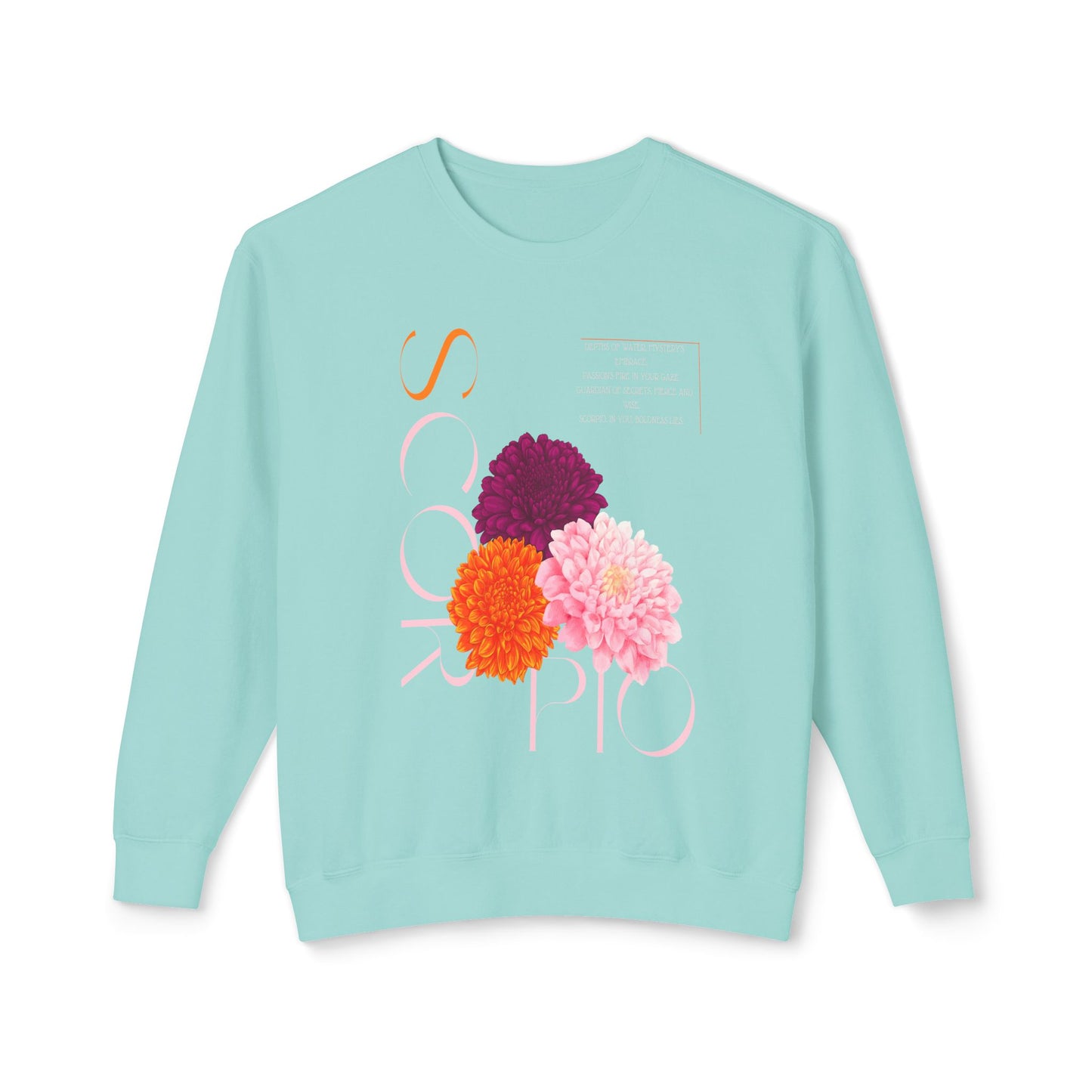 Scorpio Chrysanthemums, Unisex Lightweight Crewneck Sweatshirt