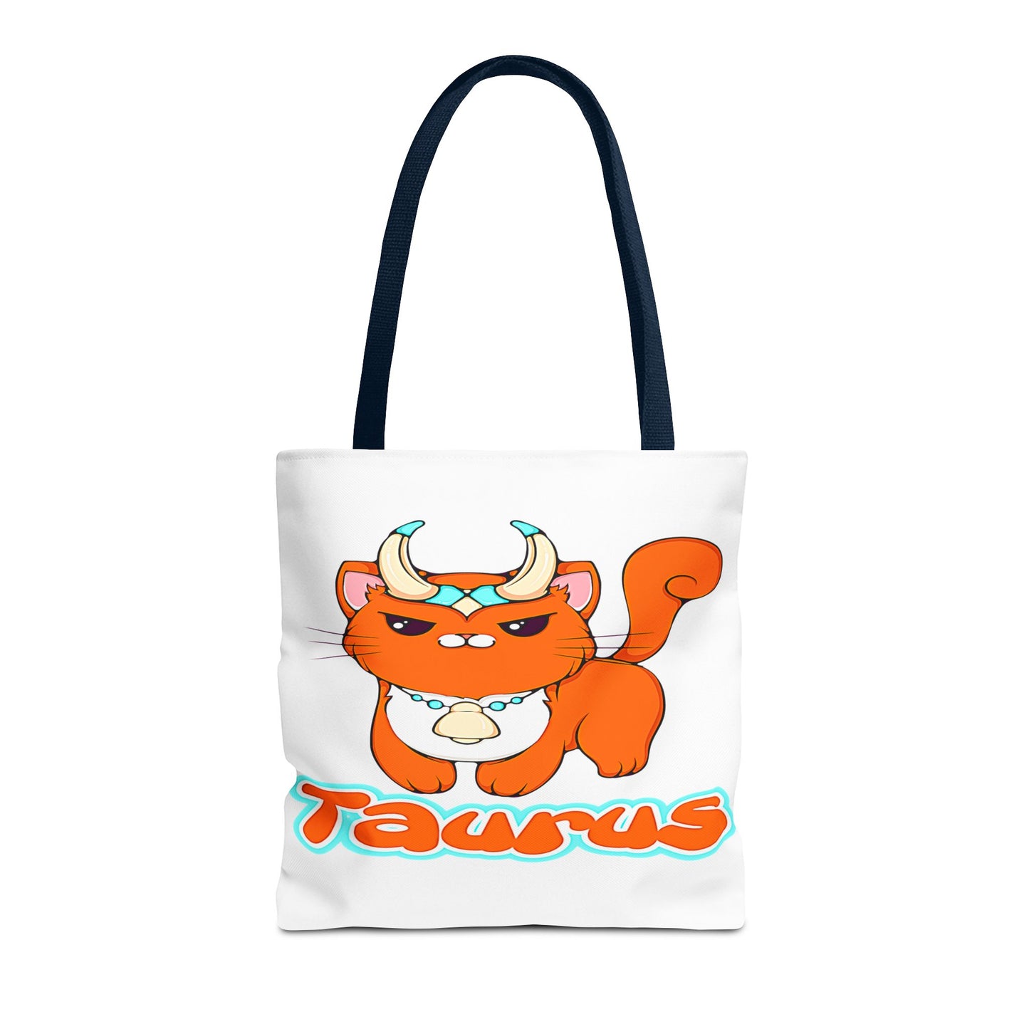 Taurus Anime Cat White Tote Bag, 3 Sizes