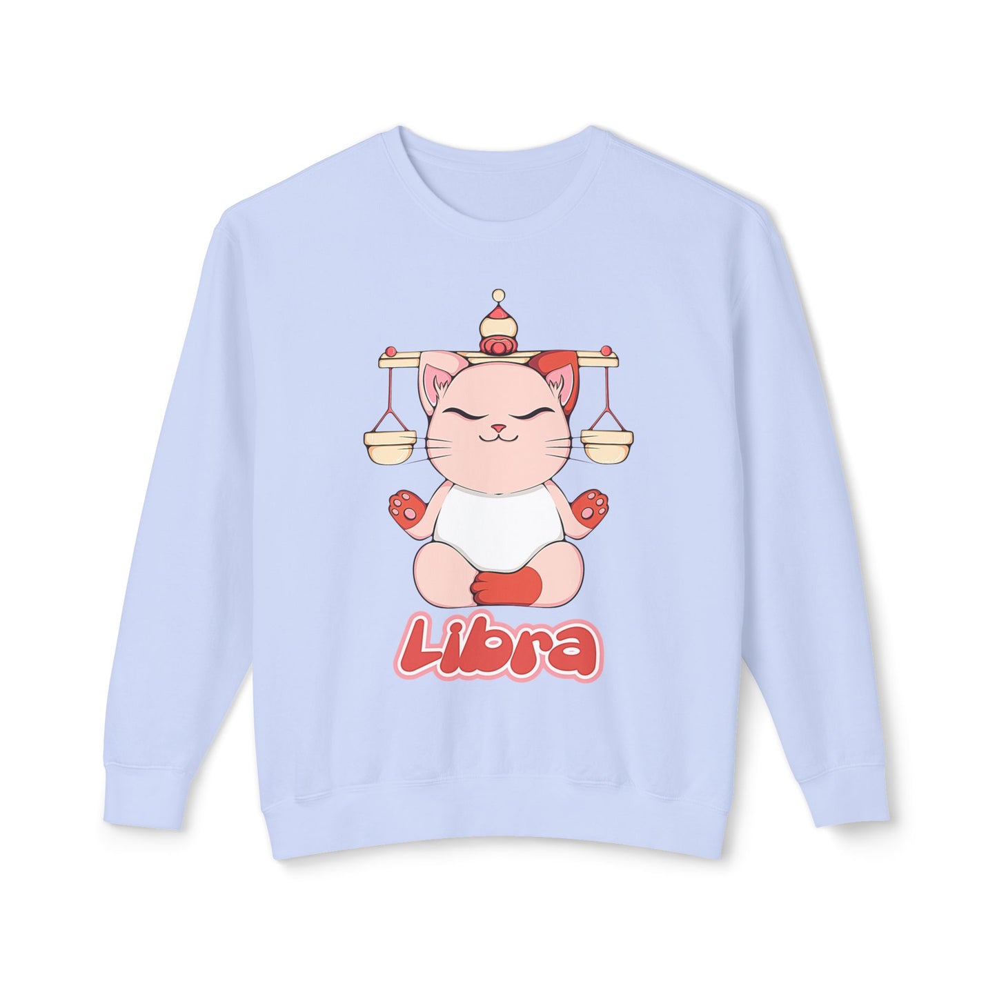 Libra Anime Cat, Unisex Lightweight Crewneck Sweatshirt