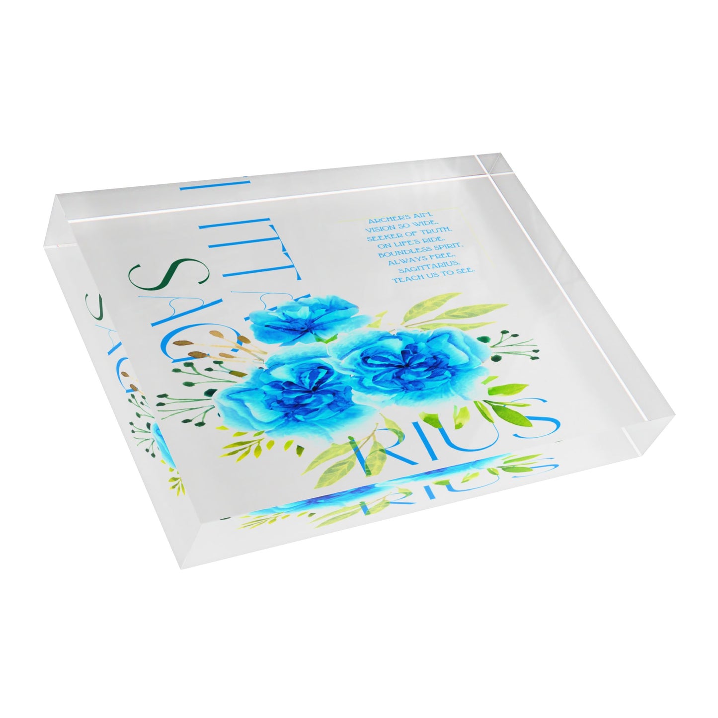 Sagittarius Blue Carnations, Photo Block (White)