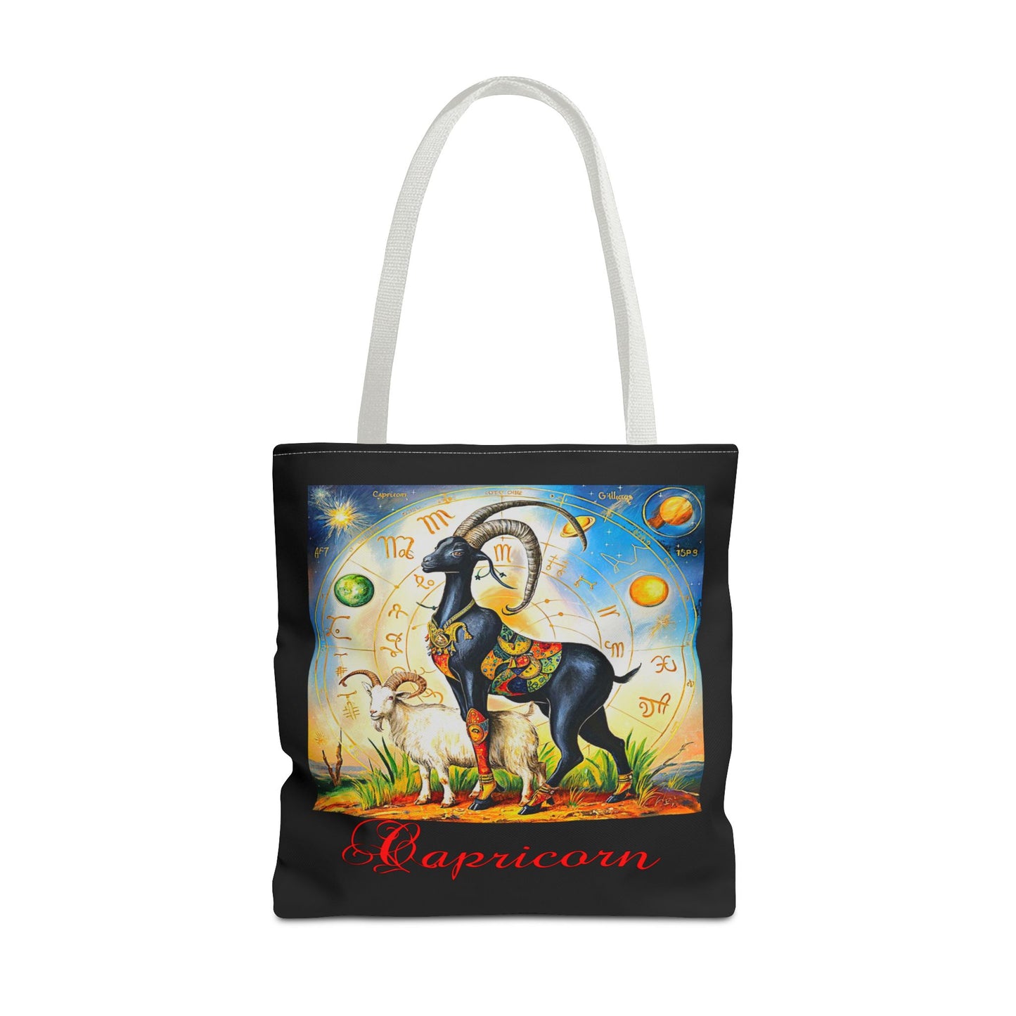 Capricorn Black Tote Bag, 3 Sizes