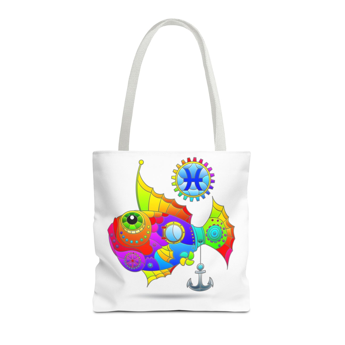 Pisces Rainbow Steampunk, White Tote Bag