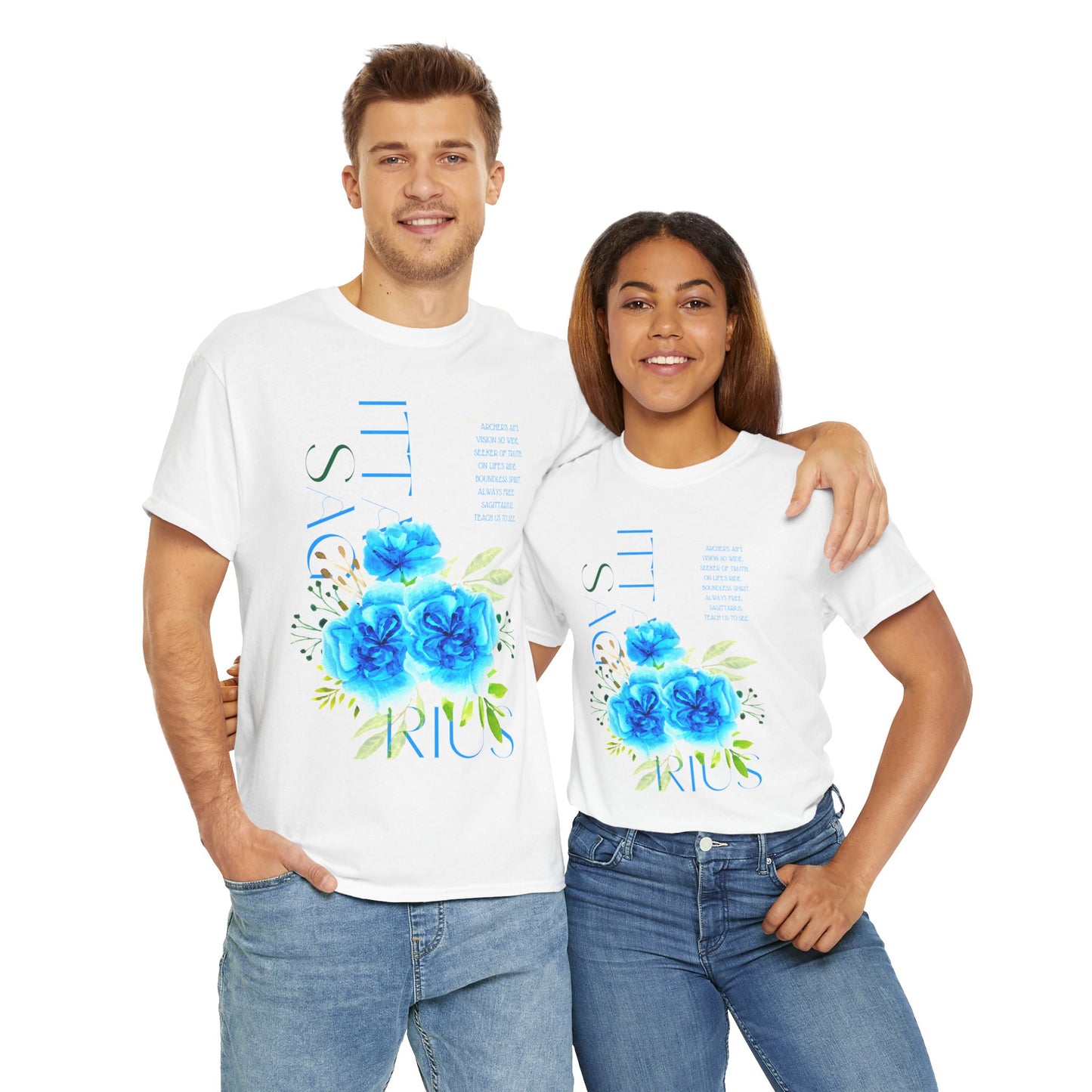 Sagittarius Blue Carnations, Unisex Heavy Cotton Tee