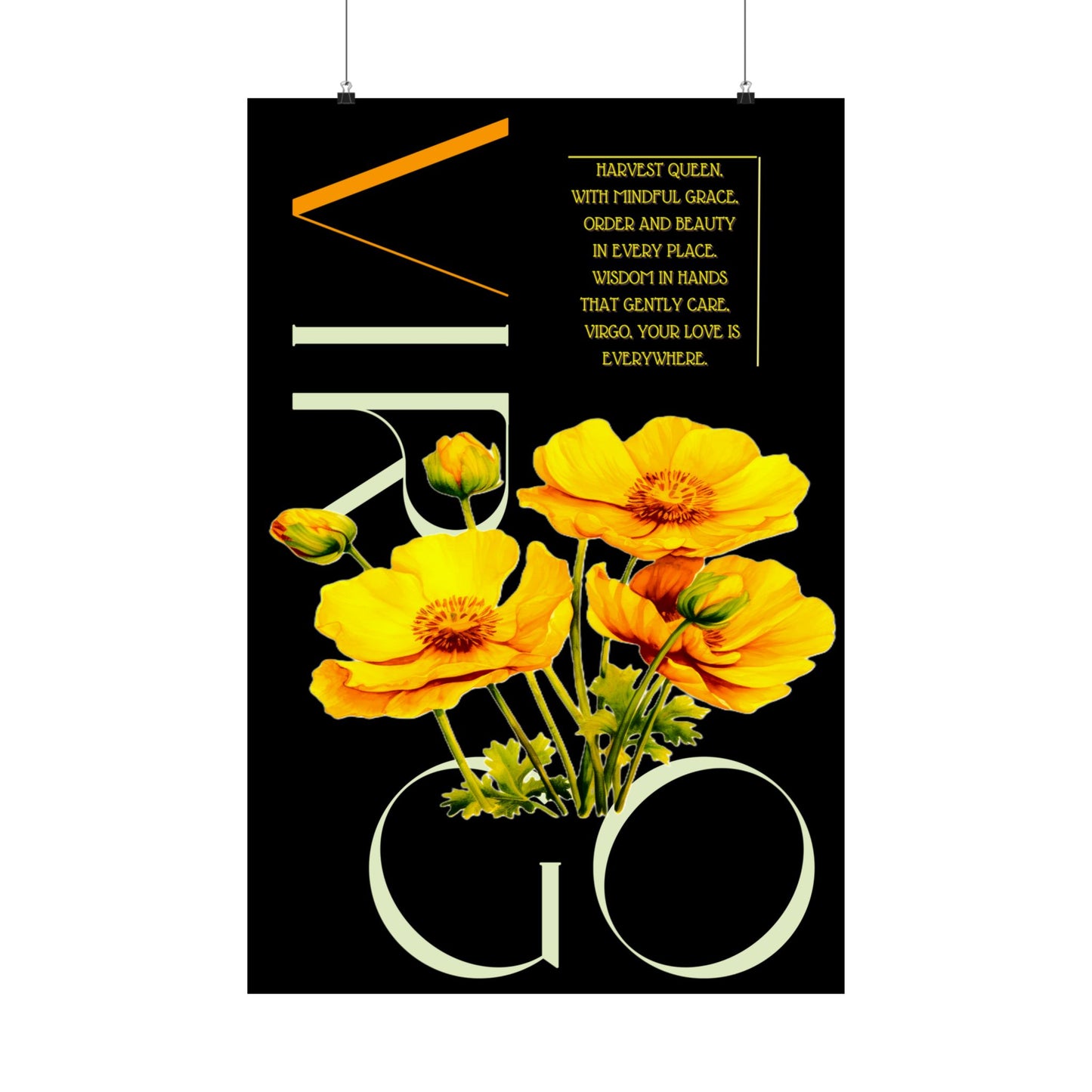 Virgo Buttercups, Matte Vertical Poster (Black)