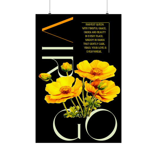 Virgo Buttercups, Matte Vertical Poster (Black)