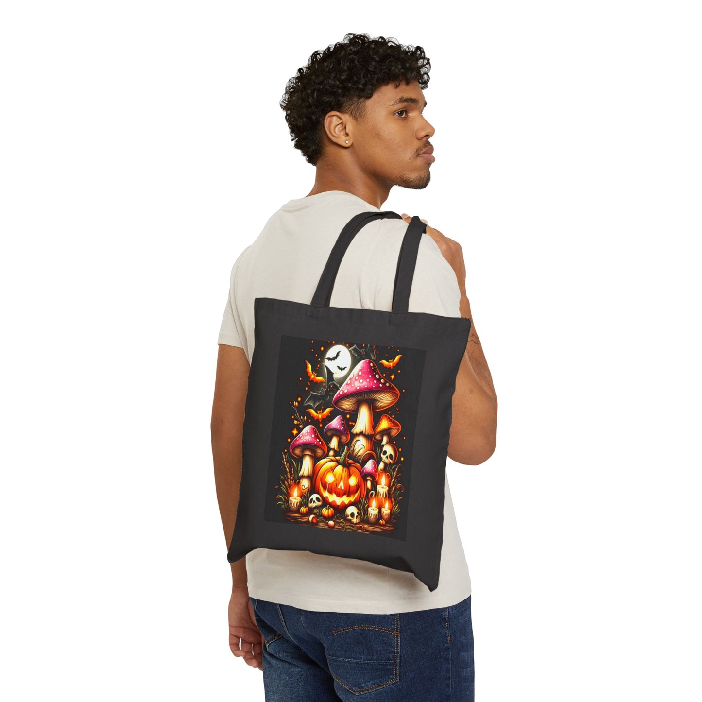 Cosmic Halloween, Cotton Canvas Tote Bag