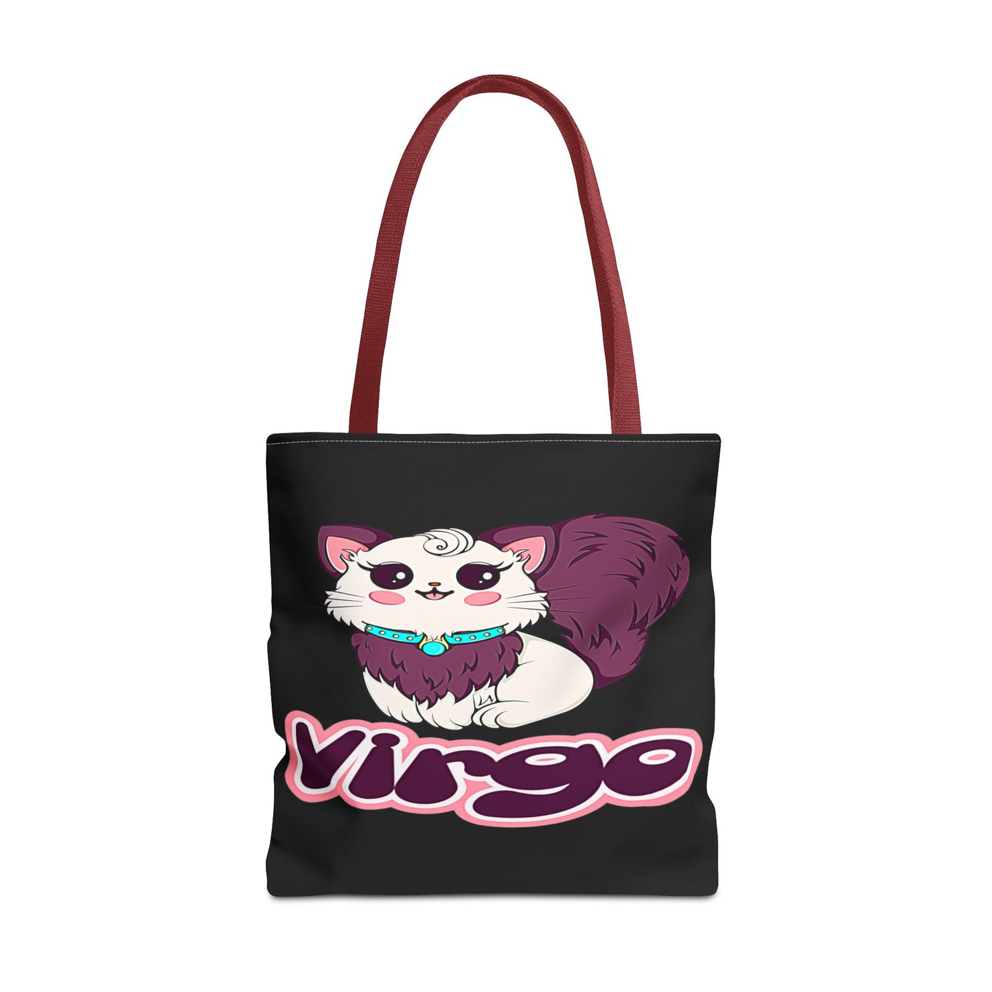 Virgo Anime Cat Black Tote Bag, 3 Sizes