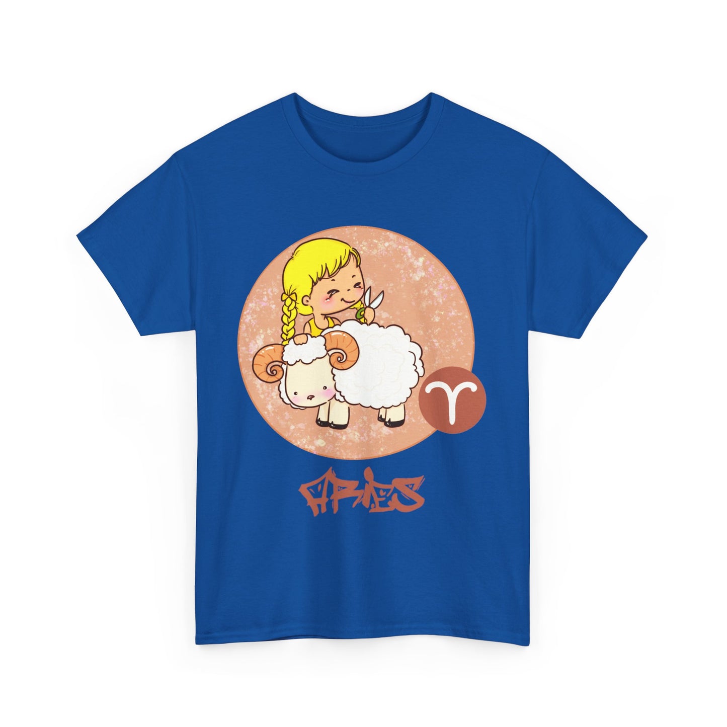 Aries Chibi Girl & Ram, Unisex Heavy Cotton Tee