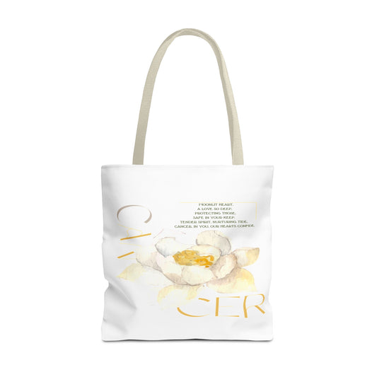 Cancer White Lotus White Tote Bag, 3 Sizes