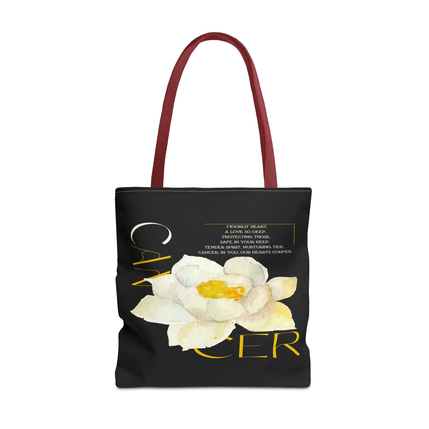 Cancer White Lotus Black Tote Bag, 3 Sizes