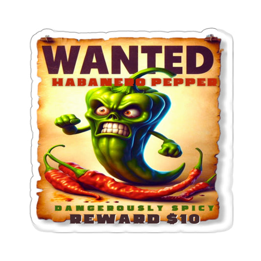 Wanted Habanero Pepper, Kiss-Cut Stickers