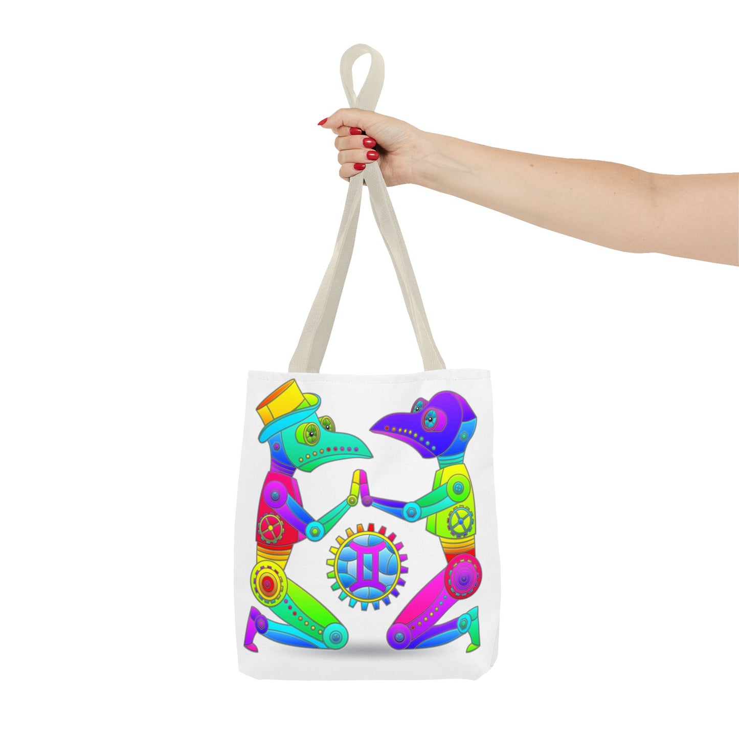 Gemini Rainbow Steampunk, White Tote Bag