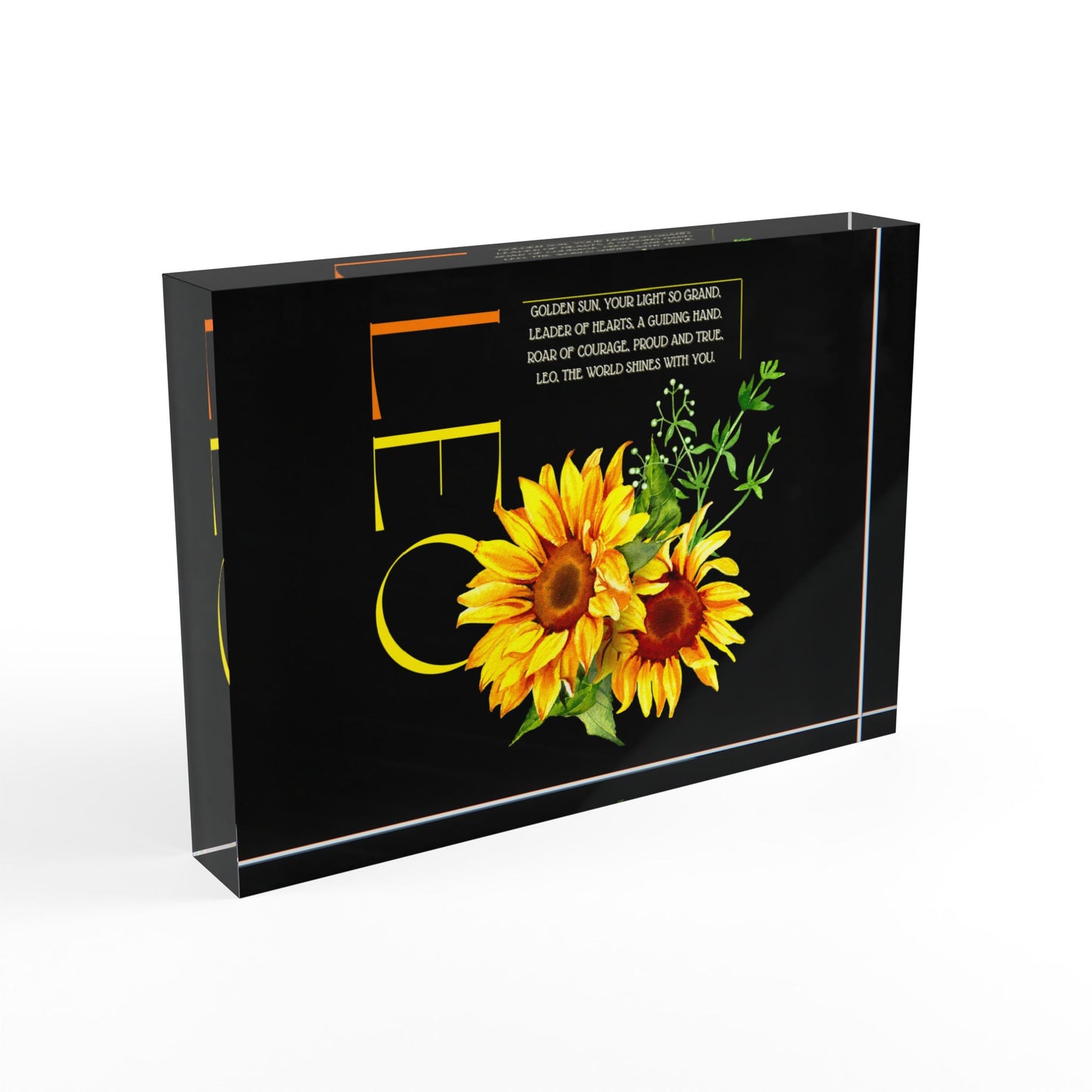 Leo Sunflowers, Photo Block (Black)