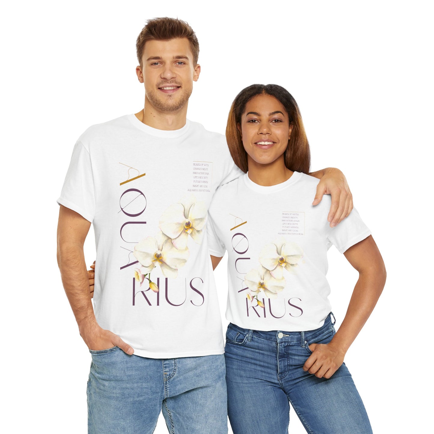 Aquarius Orchids, Unisex Heavy Cotton Tee