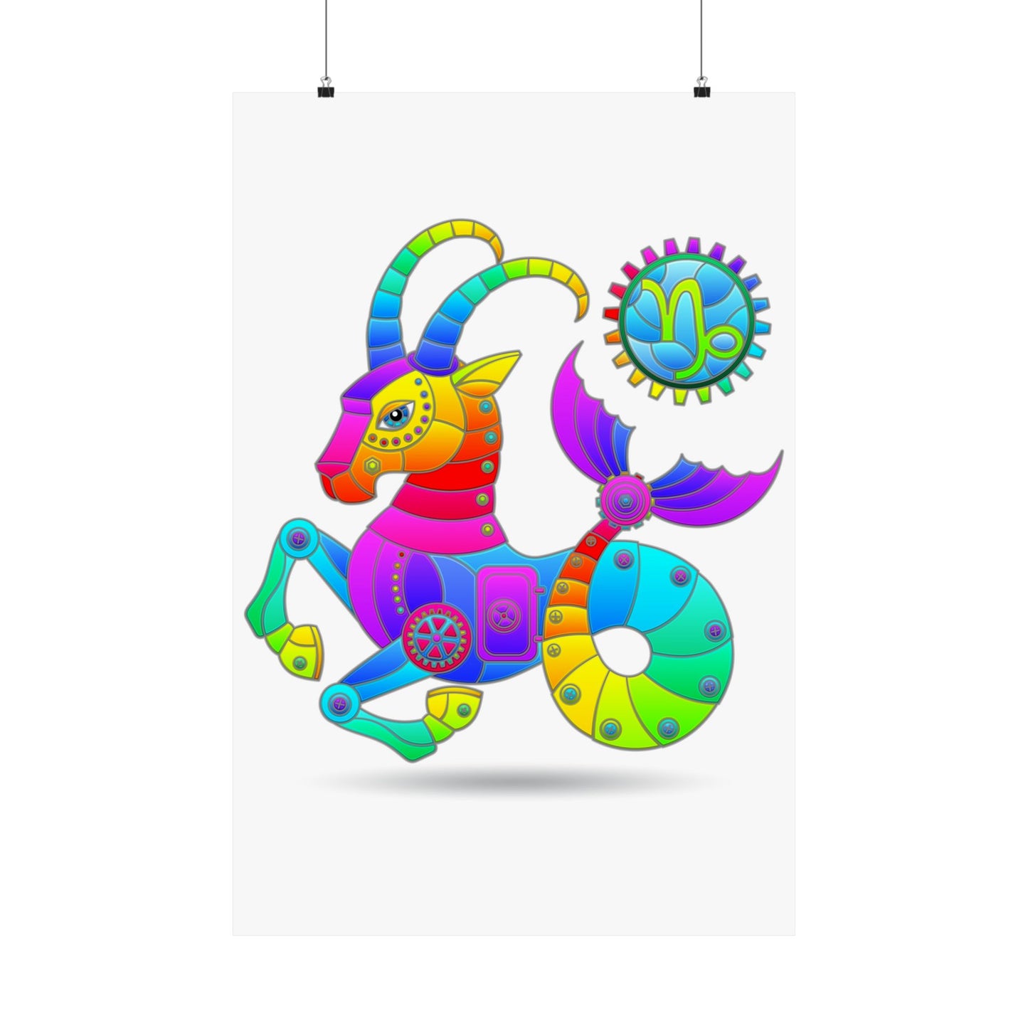 Capricorn Rainbow Steampunk, Matte Vertical Poster