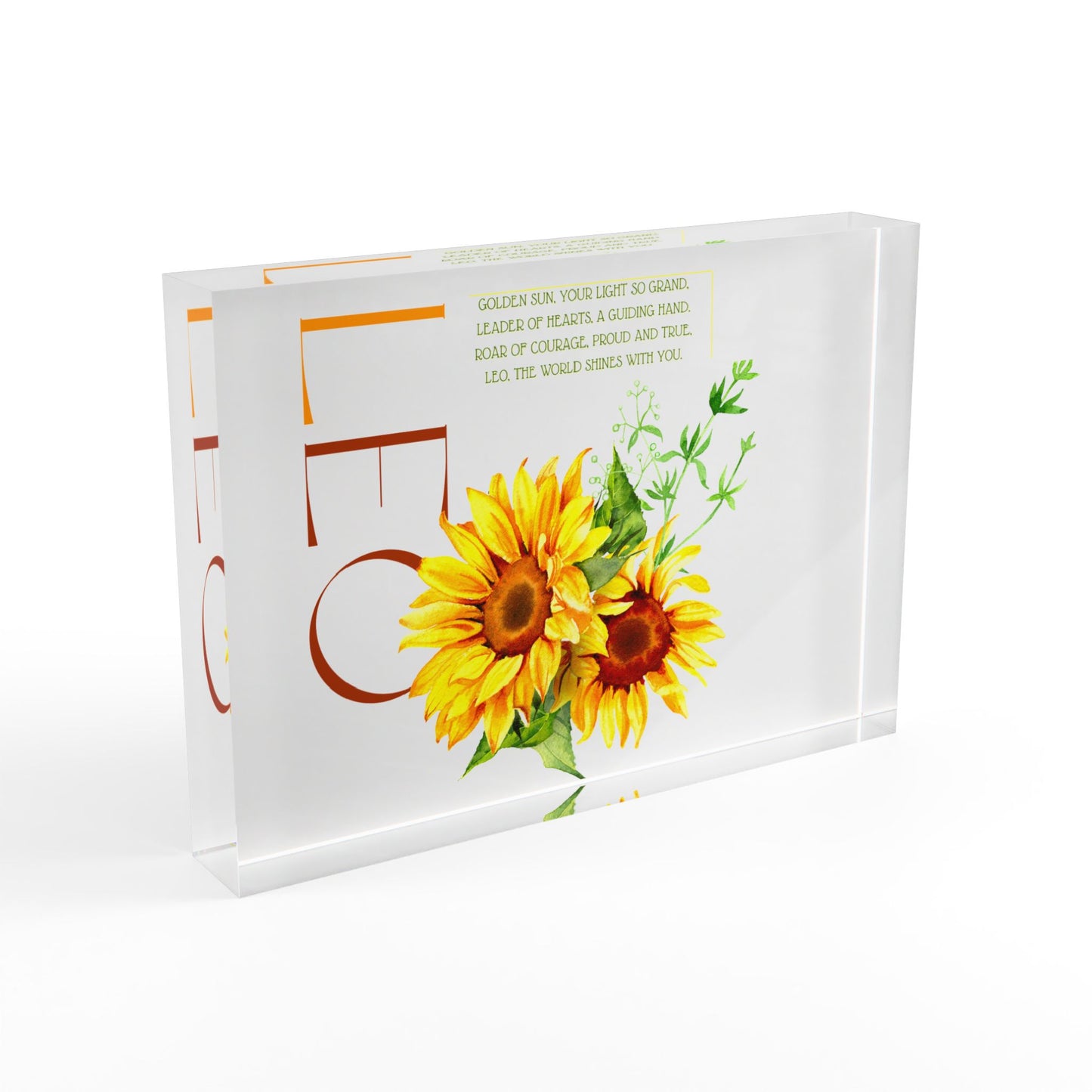 Leo Sunflowers, Photo Block (White)