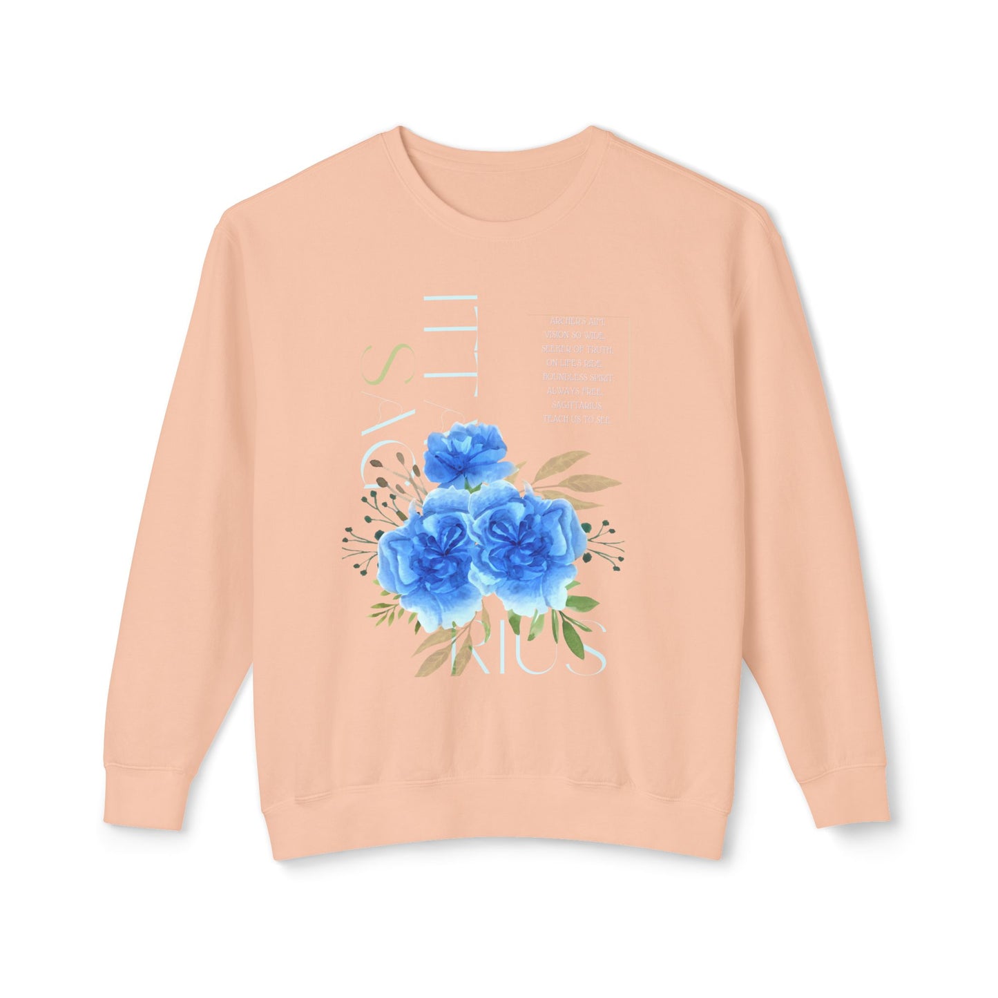 Sagittarius Blue Carnations, Unisex Lightweight Crewneck Sweatshirt