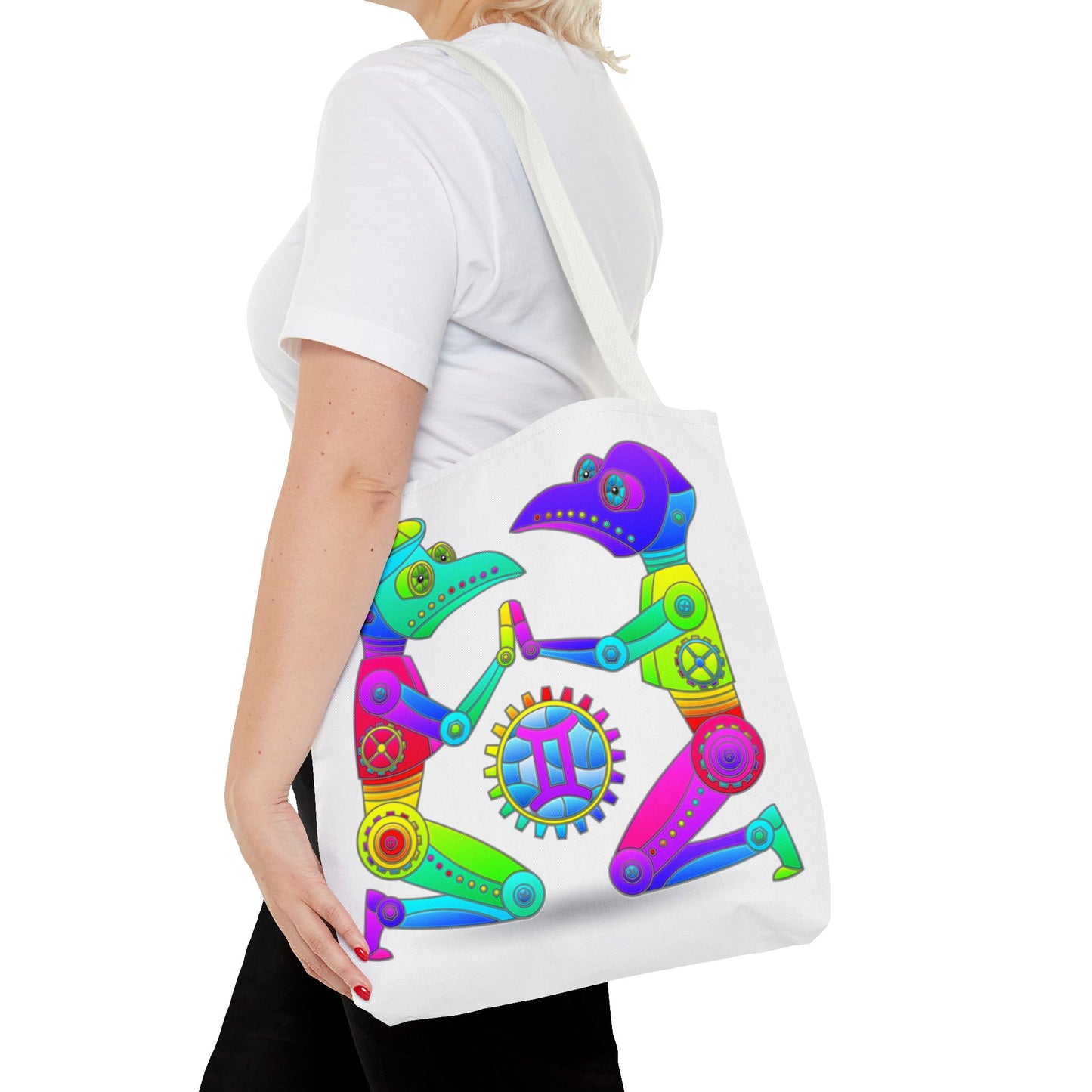 Gemini Rainbow Steampunk, White Tote Bag