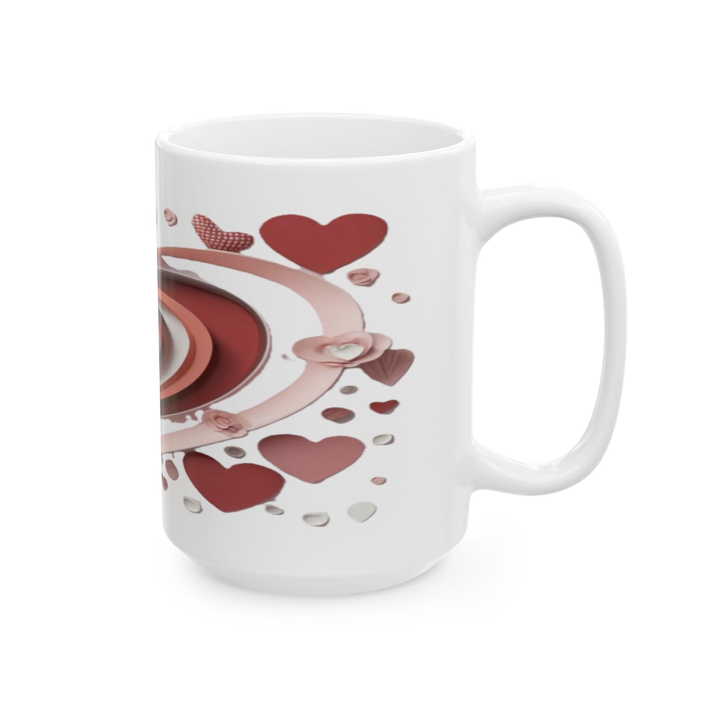 3D Love Hearts, Ceramic Mug, (11oz, 15oz)