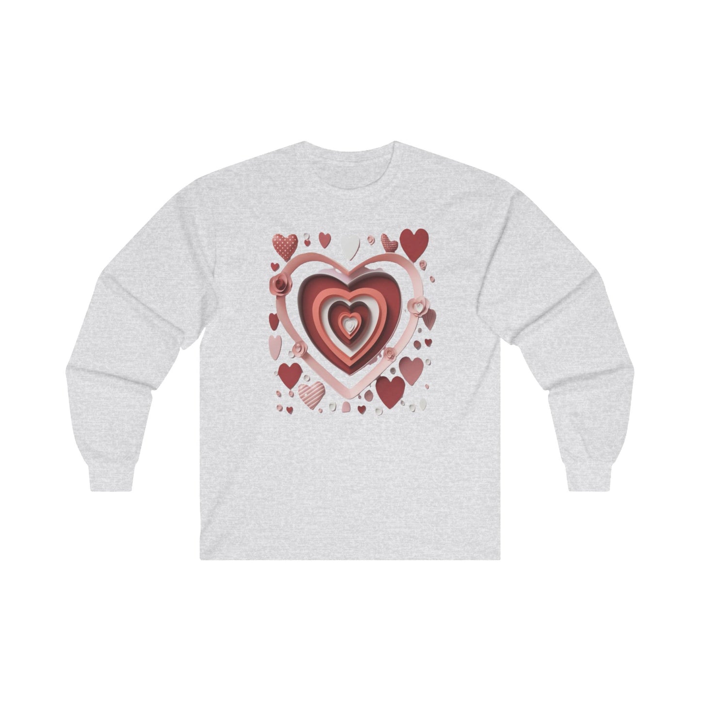 3D Love Hearts, Unisex Ultra Cotton Long Sleeve Tee