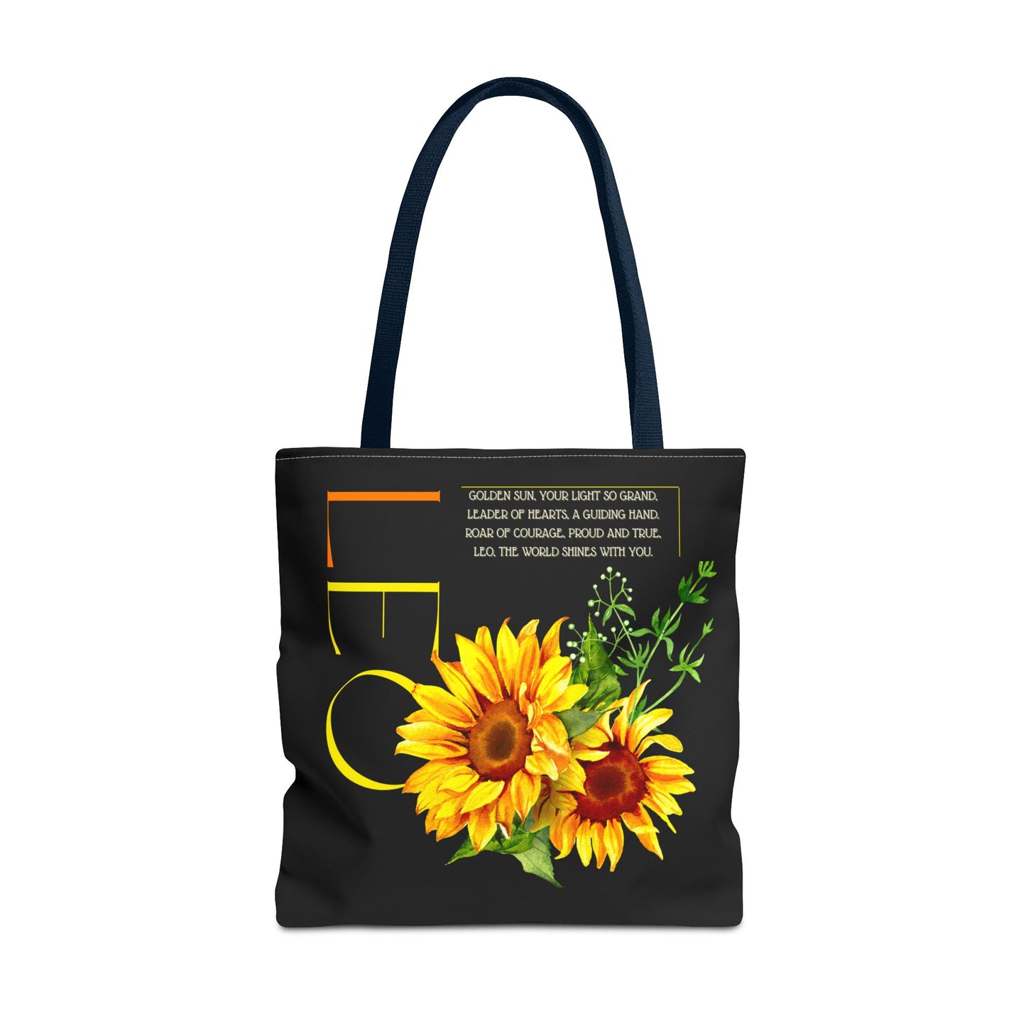 Leo Sunflowers Black Tote Bag, 3 Sizes