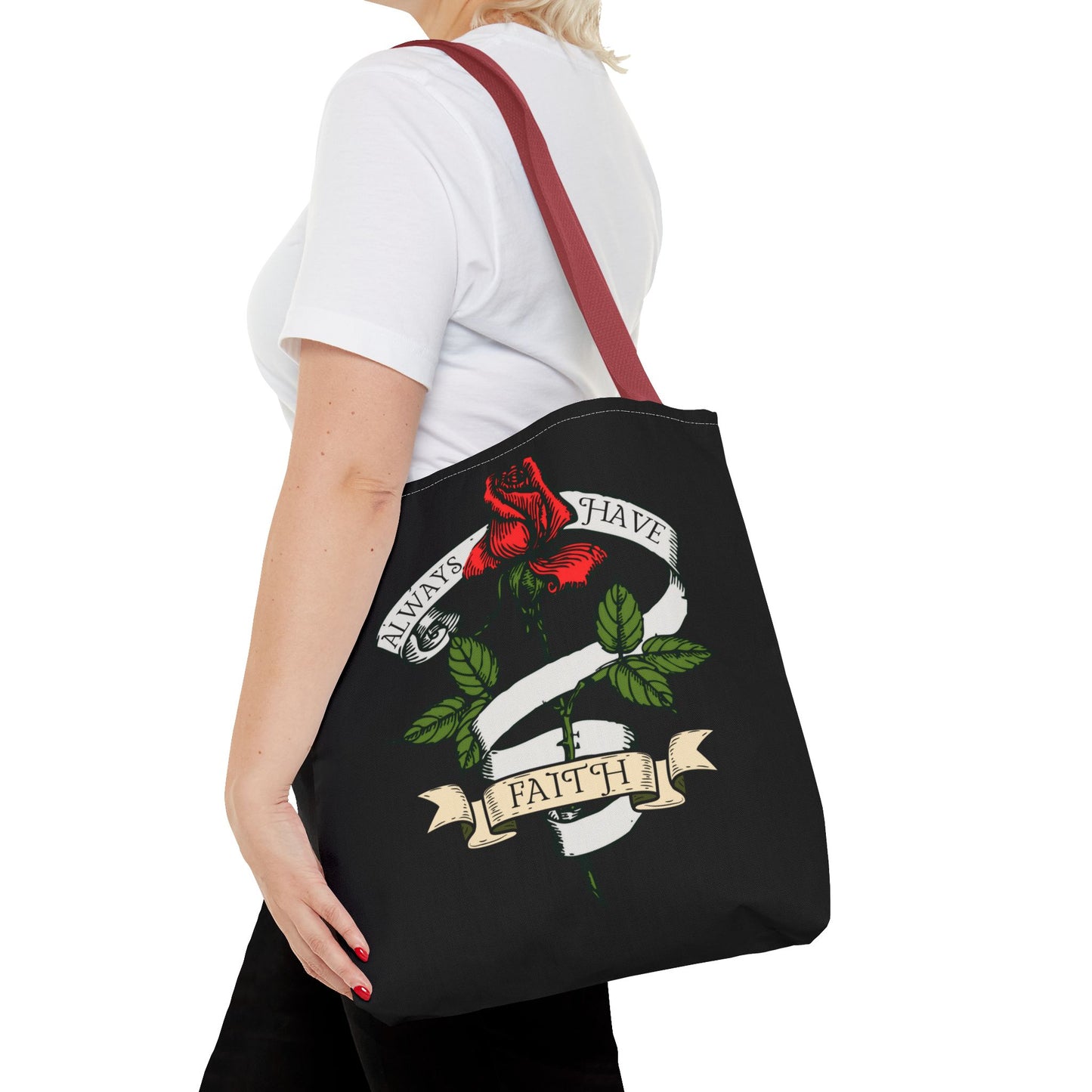 Always Have Faith Black Tote Bag, 3 Sizes