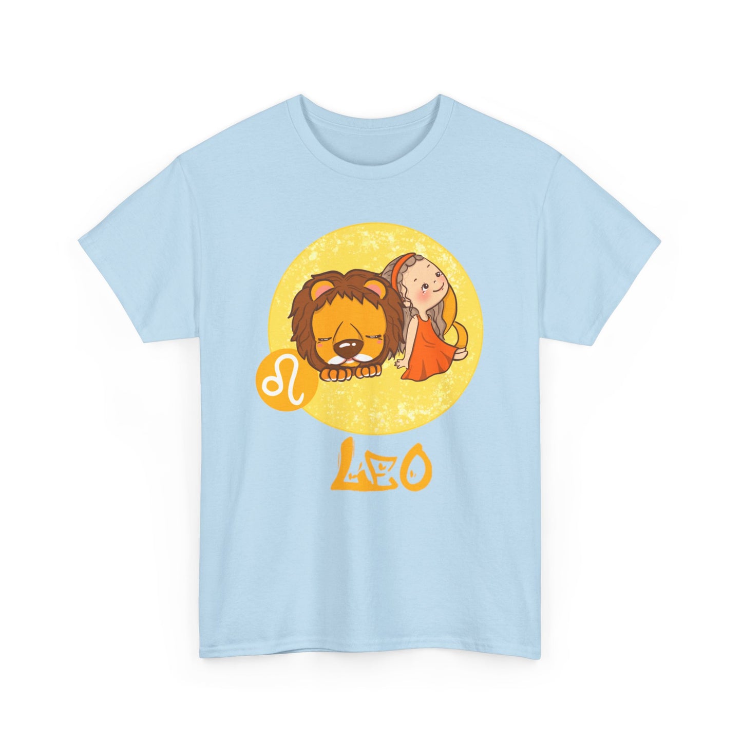 Leo Chibi Girl & Lion, Unisex Heavy Cotton Tee