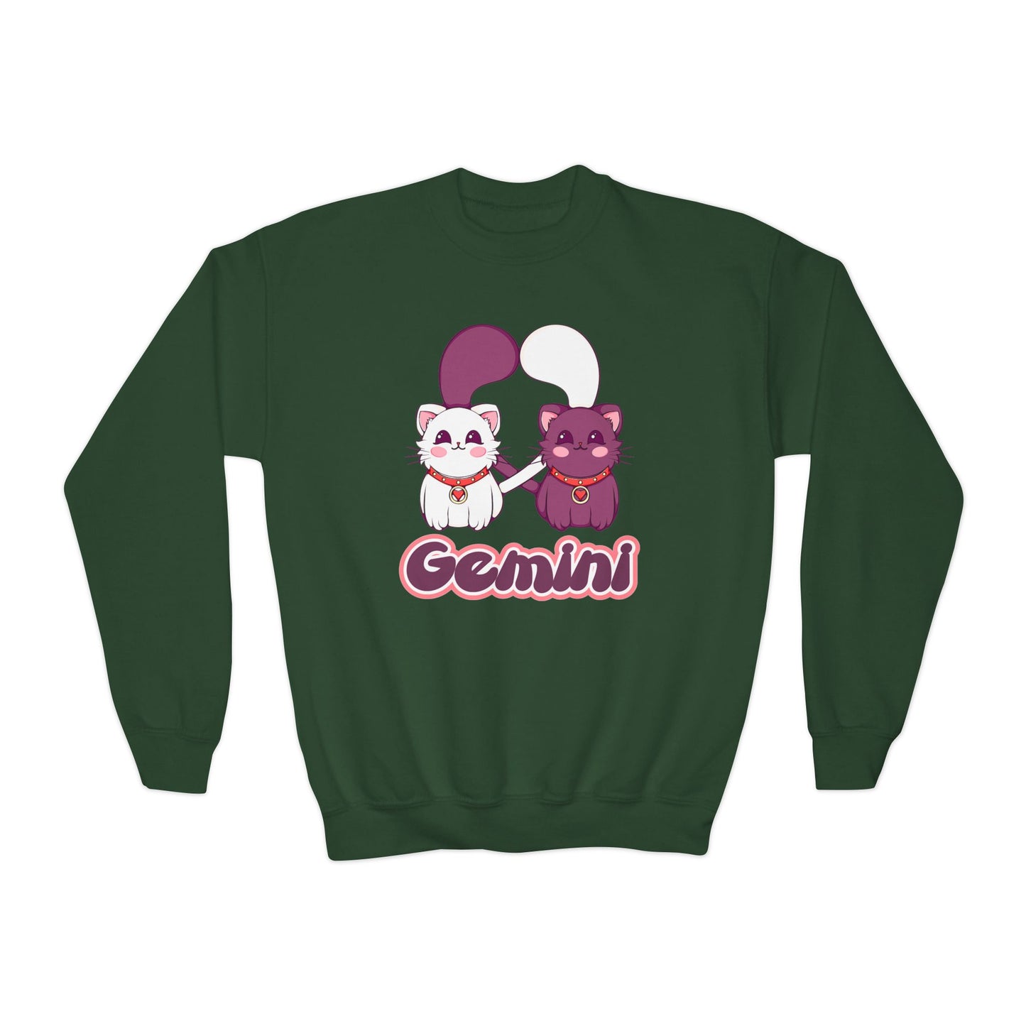 Gemini Anime Cats, Youth Crewneck Sweatshirt