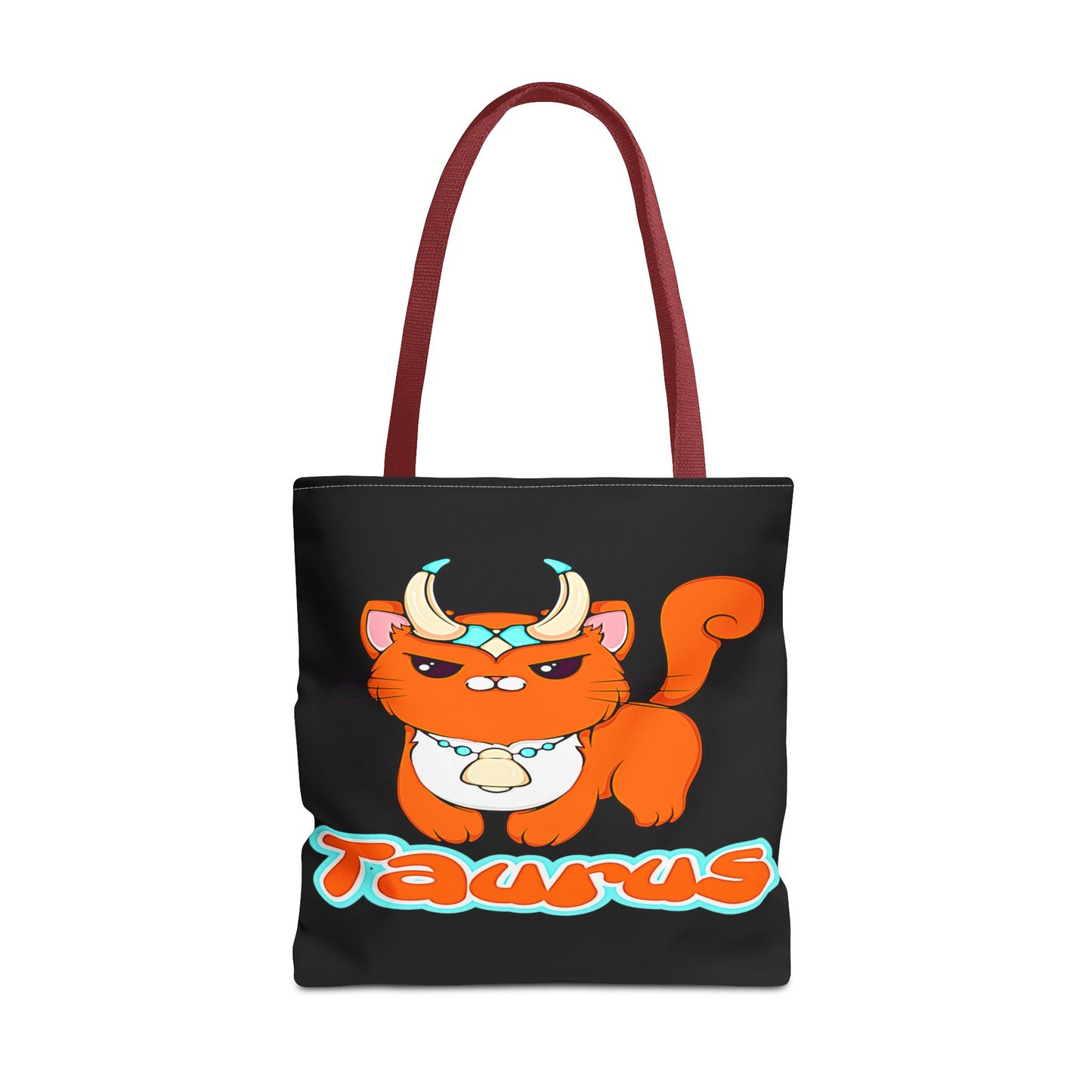 Taurus Anime Cat Black Tote Bag, 3 Sizes