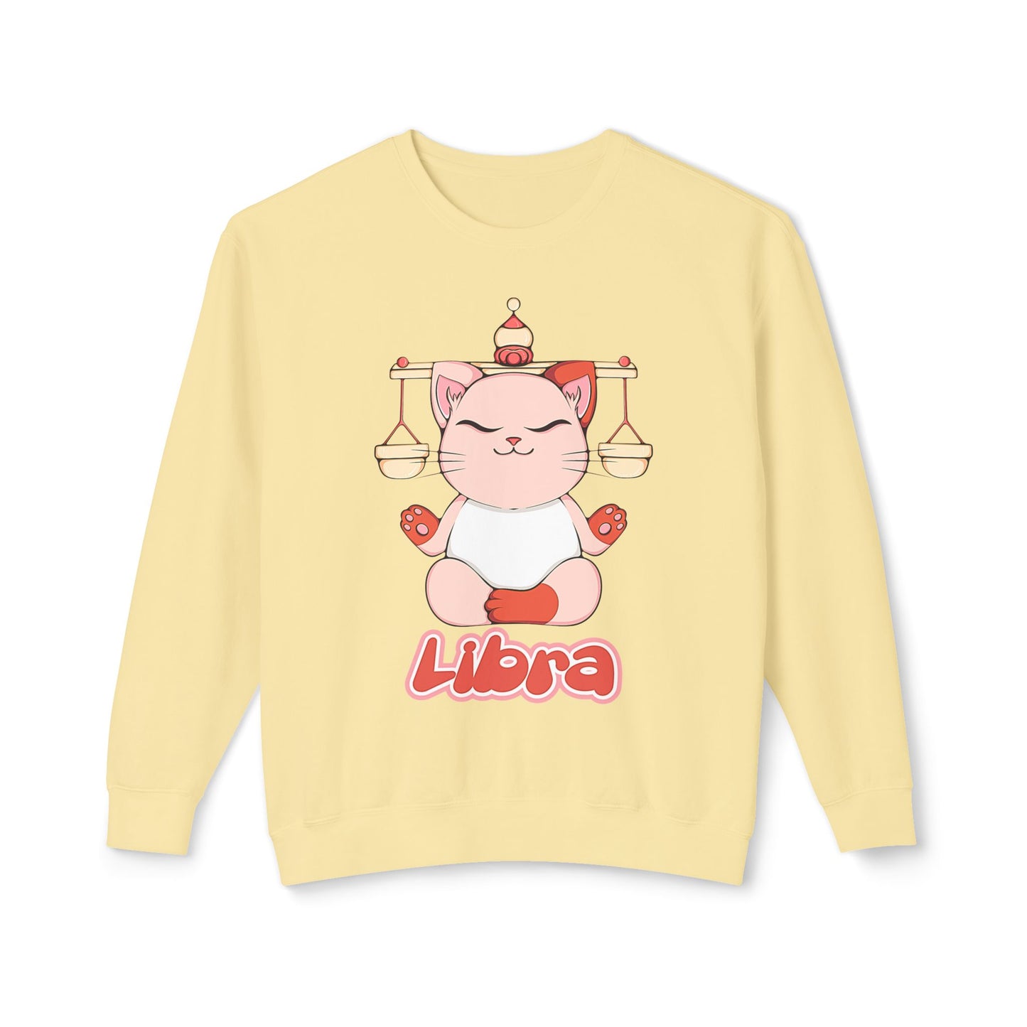 Libra Anime Cat, Unisex Lightweight Crewneck Sweatshirt