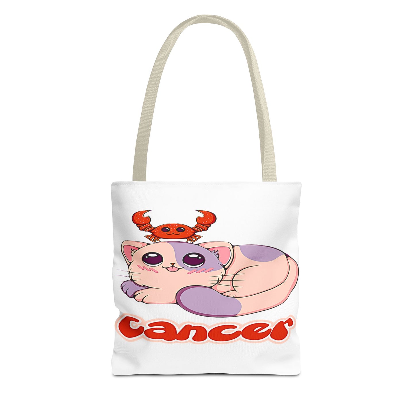 Cancer Anime Cat White Tote Bag, 3 Sizes