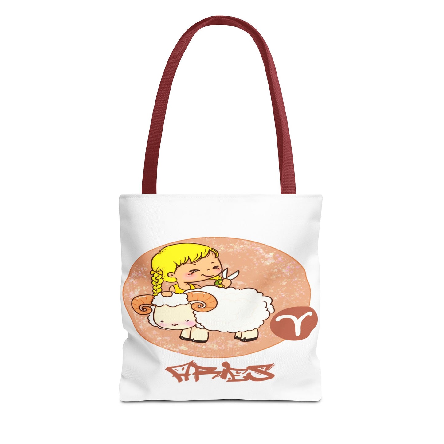 Aries Girl & Ram White Tote Bag, 3 Sizes