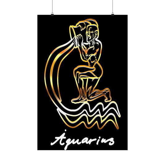 Aquarius Water Bearer, Matte Vertical Posters (Black)