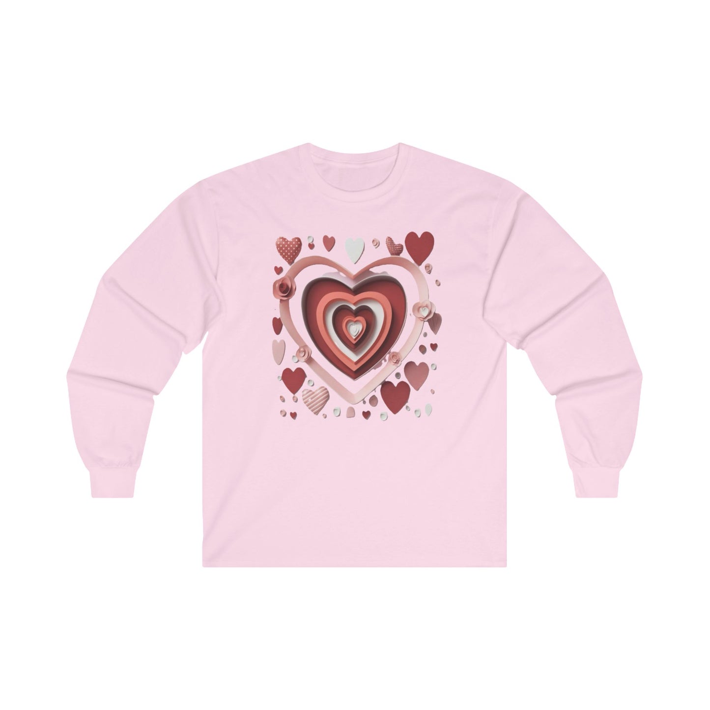 3D Love Hearts, Unisex Ultra Cotton Long Sleeve Tee