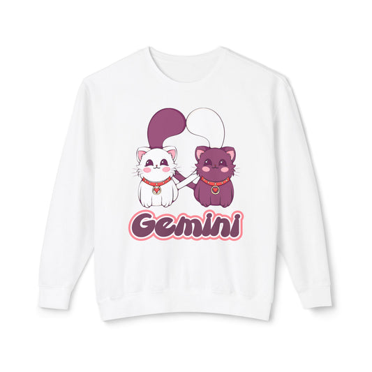 Gemini Anime Cats, Unisex Lightweight Crewneck Sweatshirt