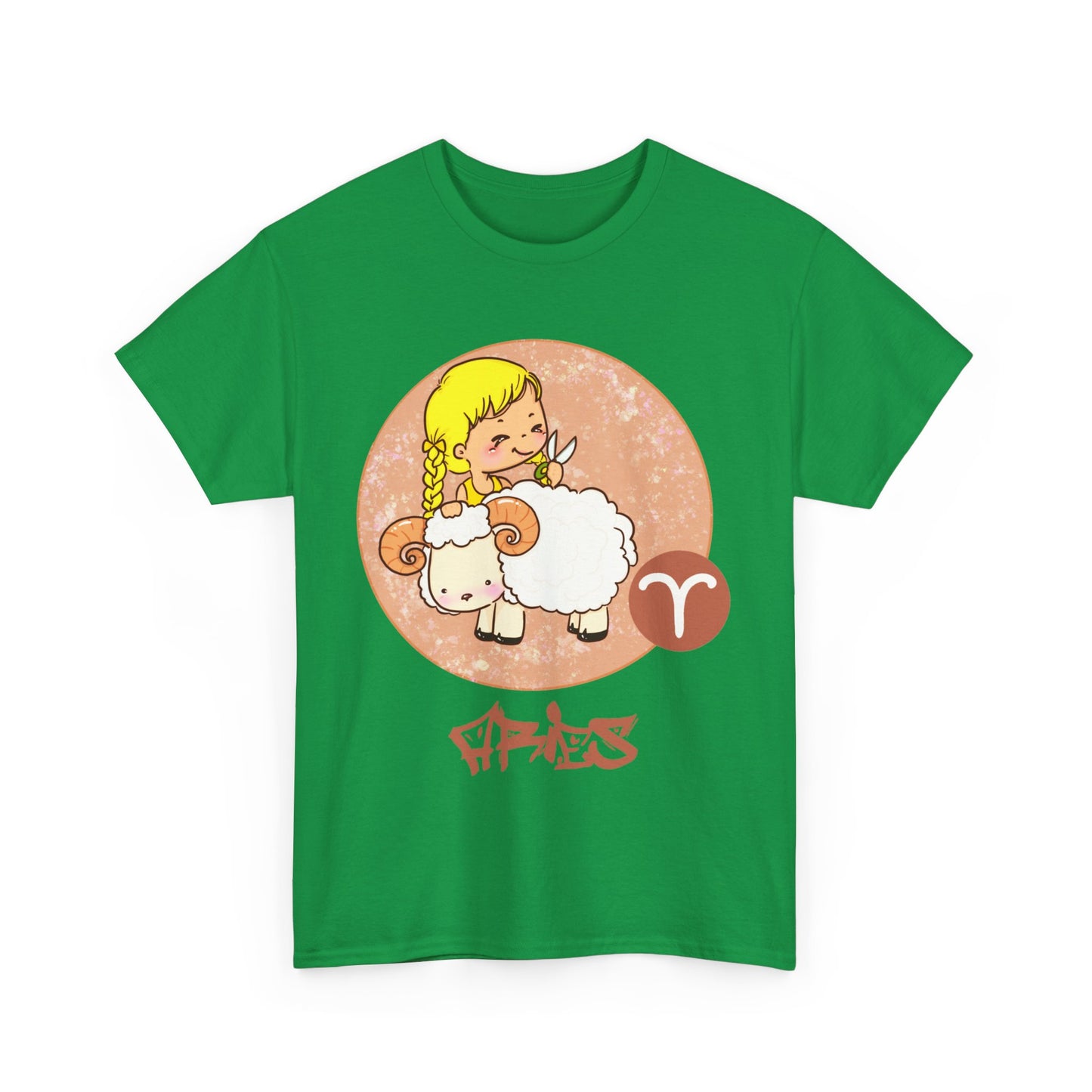 Aries Chibi Girl & Ram, Unisex Heavy Cotton Tee