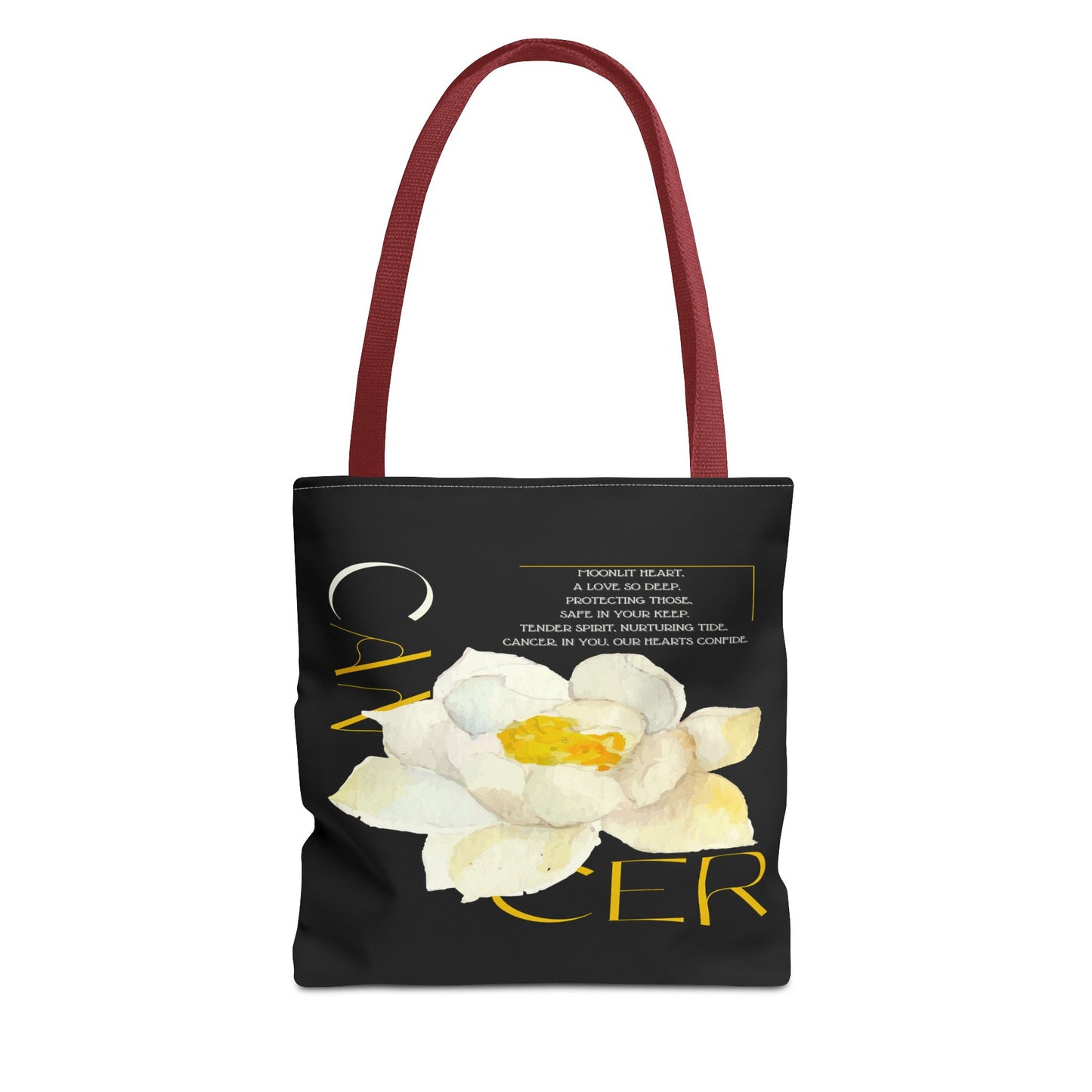 Cancer White Lotus Black Tote Bag, 3 Sizes