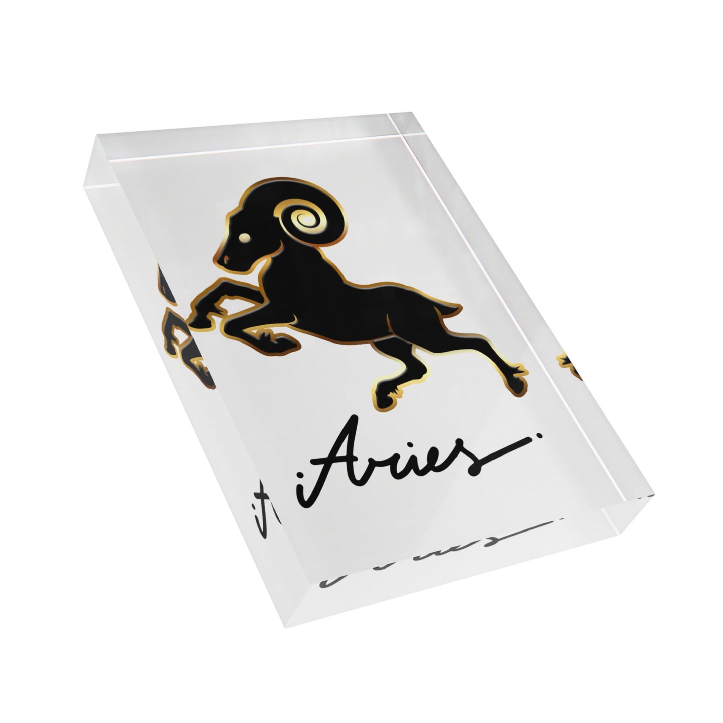 Aries Ram Photo Block, White