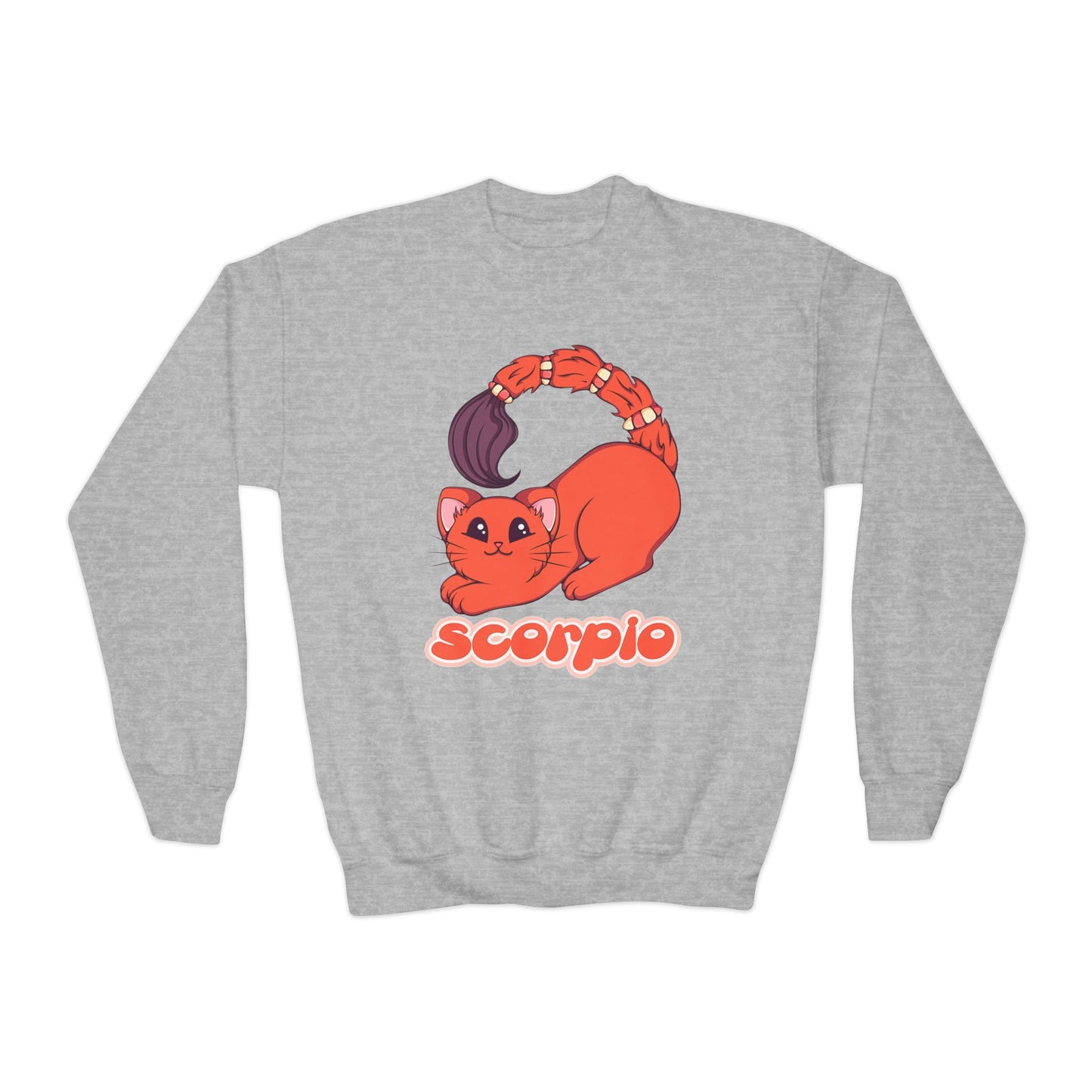 Scorpio Anime Cat, Youth Crewneck Sweatshirt