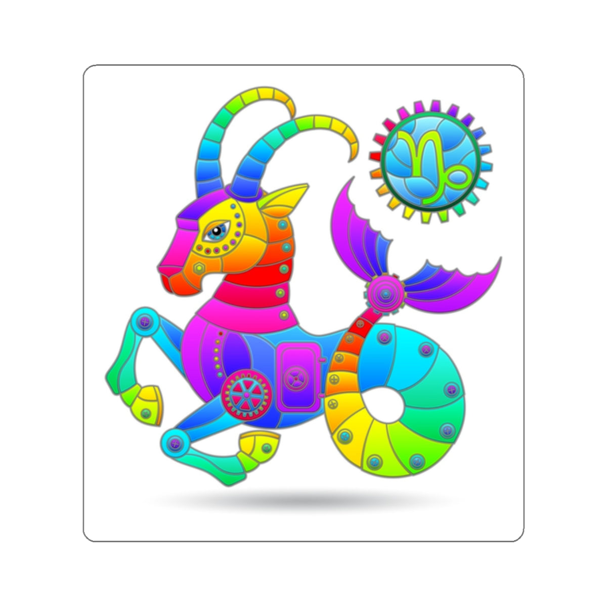 Capricorn Rainbow Steampunk, Kiss-Cut Stickers