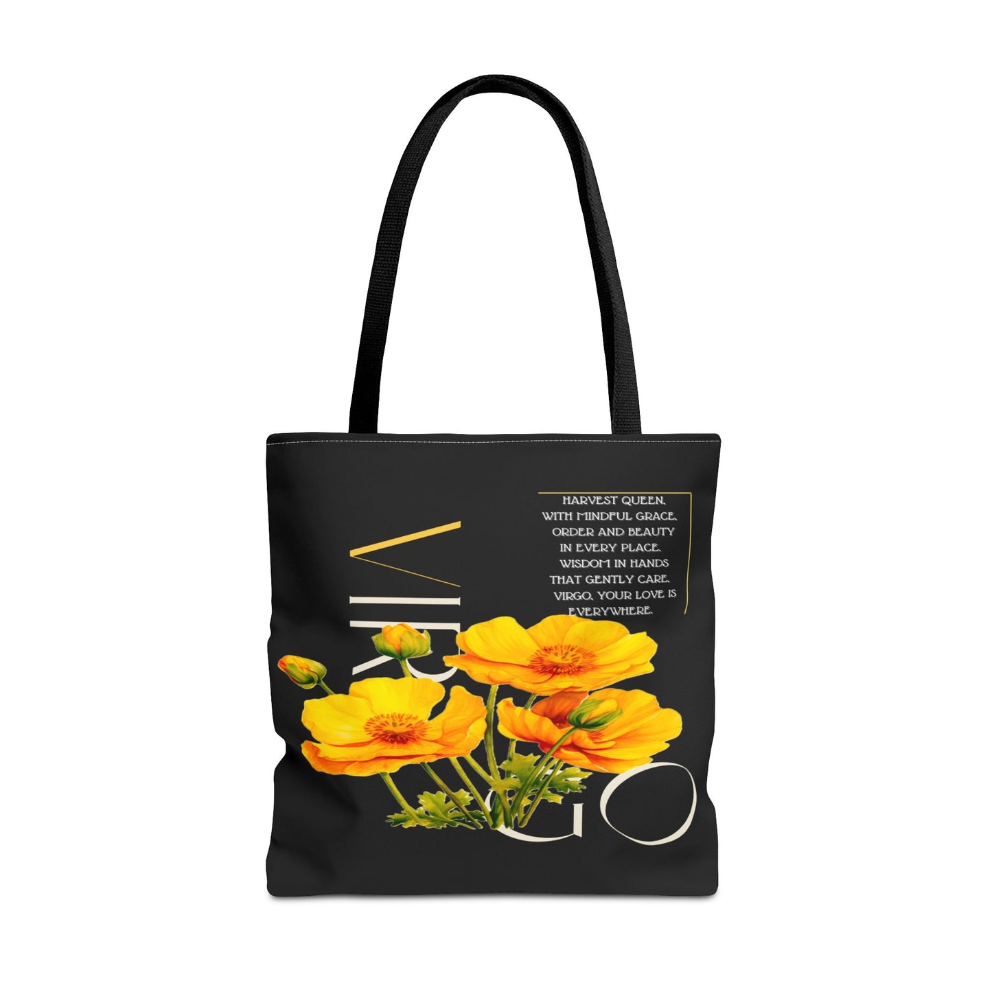 Virgo Buttercups Black Tote Bag, 3 Sizes