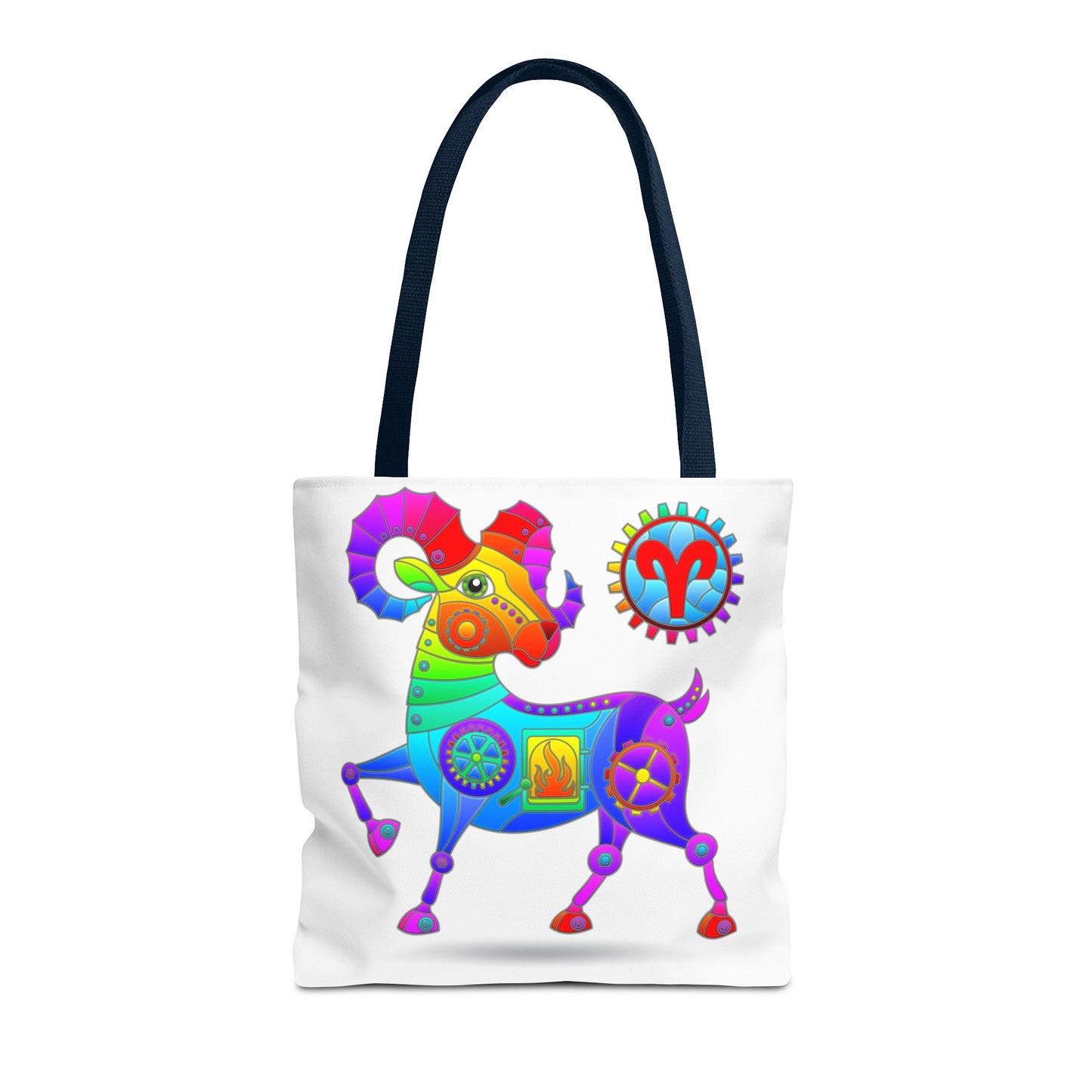 Aries Rainbow Steampunk, White Tote Bag