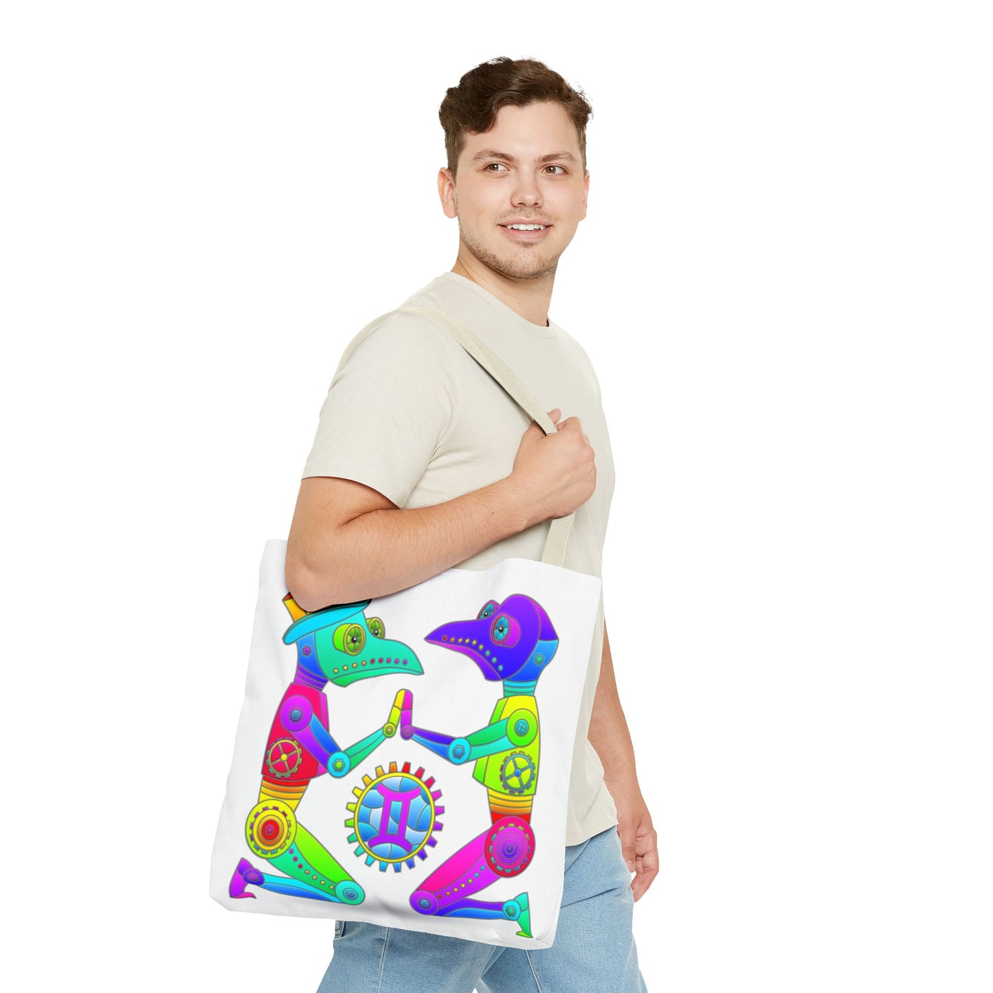 Gemini Rainbow Steampunk, White Tote Bag